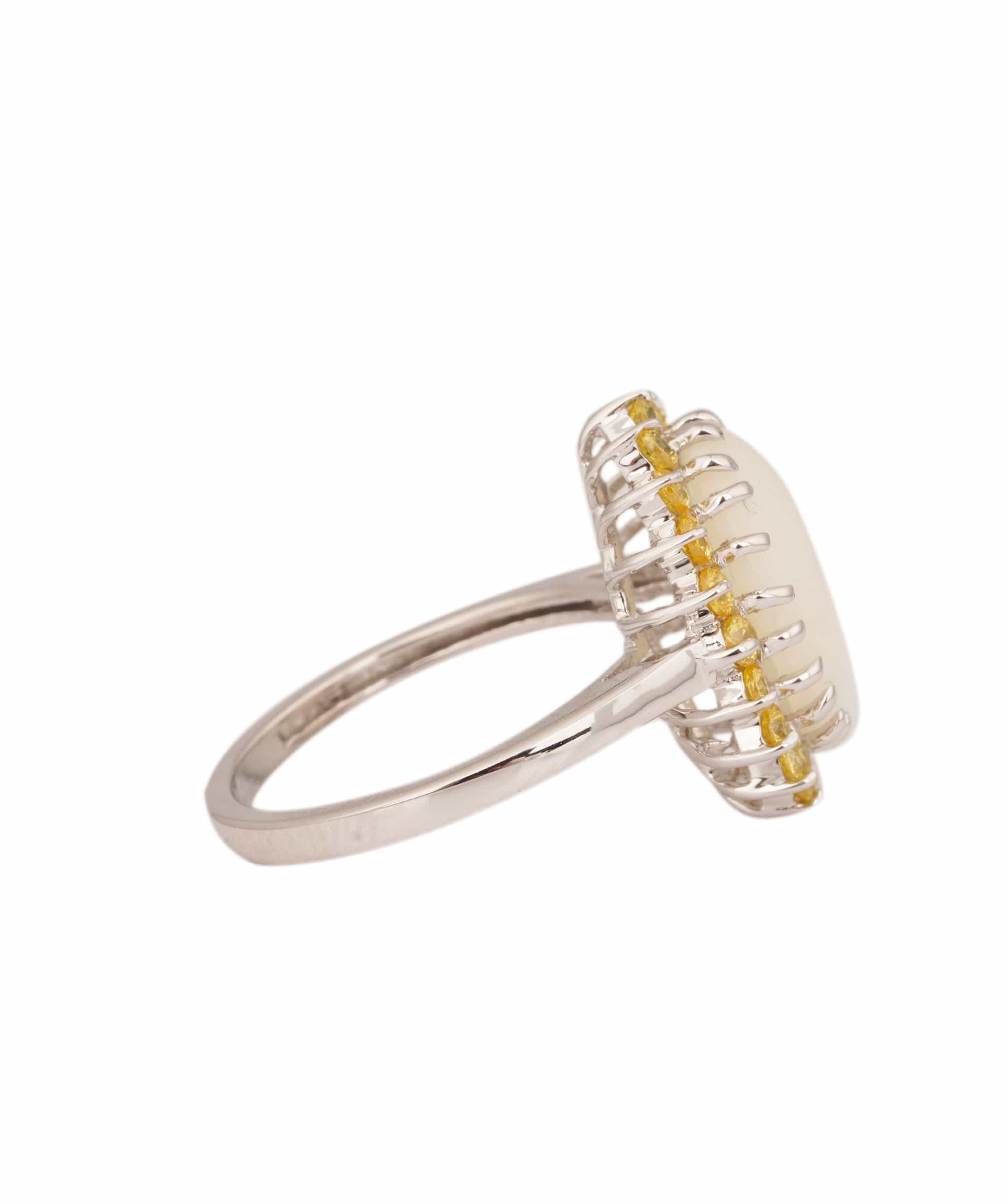 Luxury Promise Natural Opal with Citrine Art Deco Ring ANC1758
