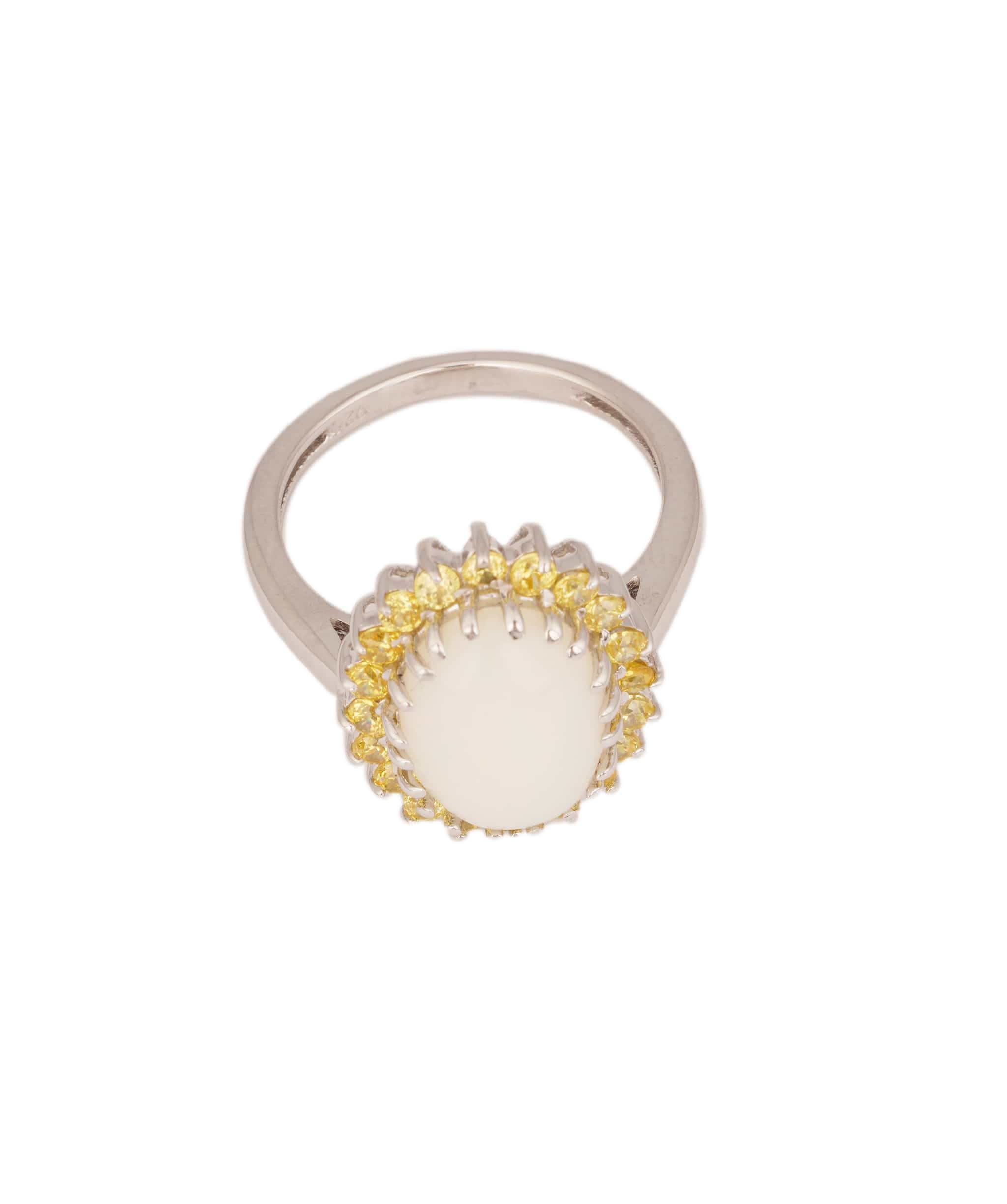 Luxury Promise Natural Opal with Citrine Art Deco Ring ANC1758