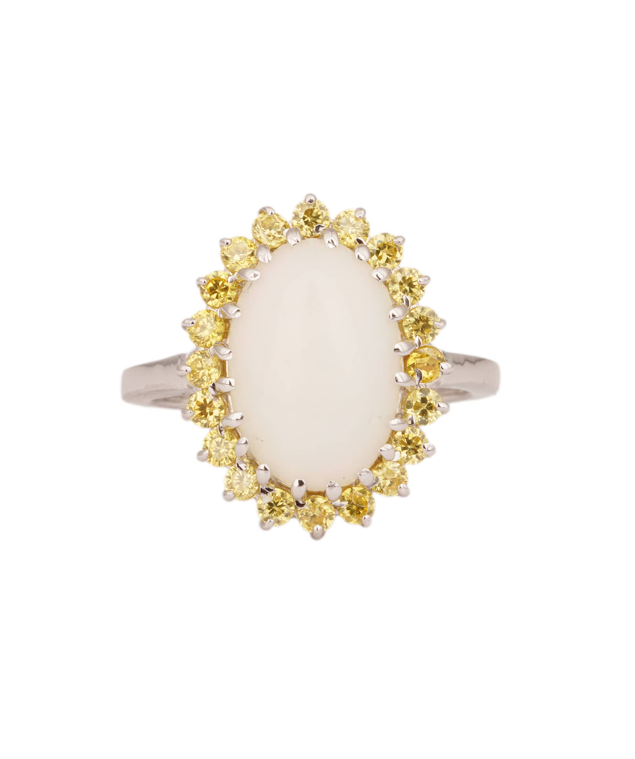 Luxury Promise Natural Opal with Citrine Art Deco Ring ANC1758