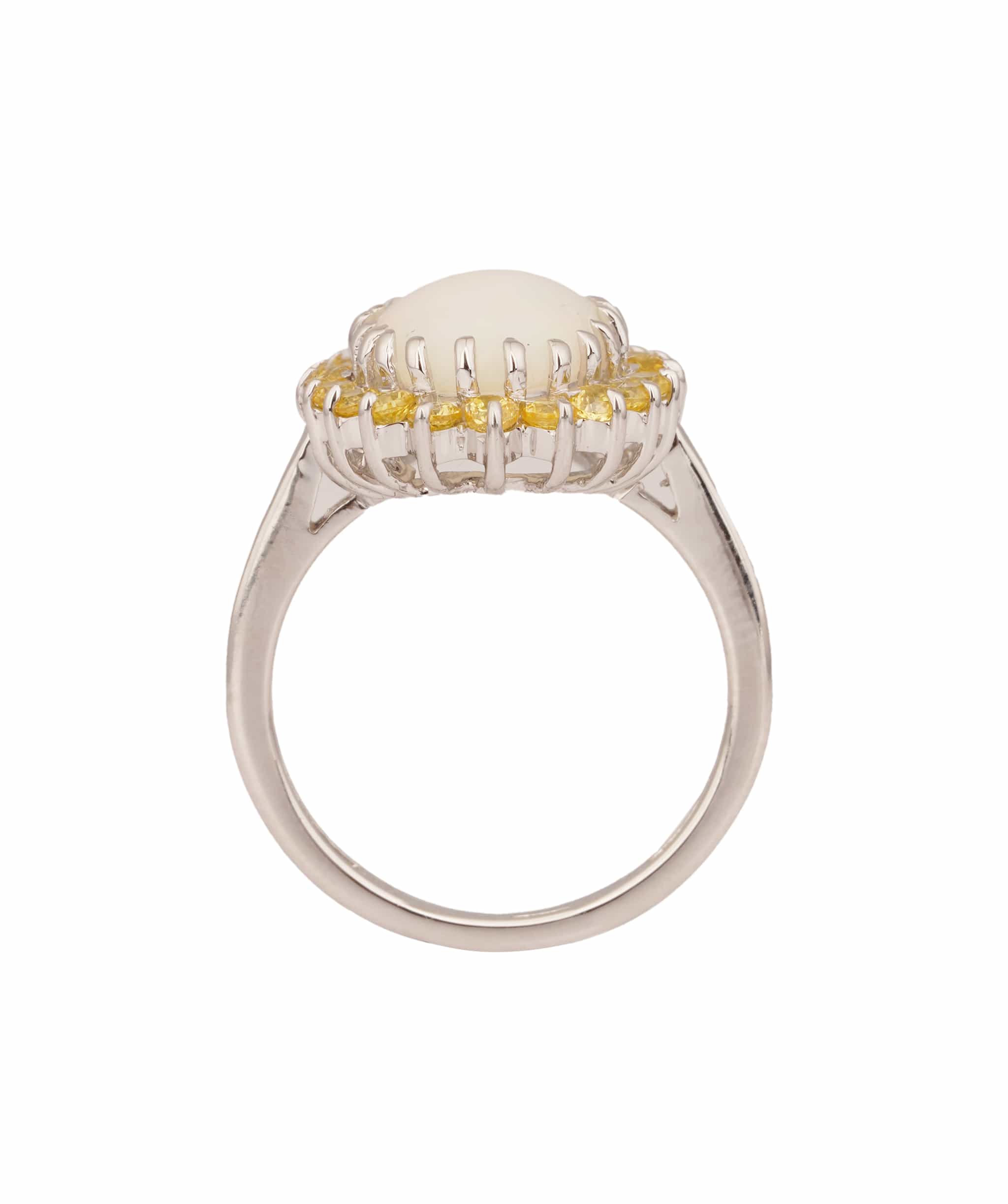 Luxury Promise Natural Opal with Citrine Art Deco Ring ANC1758