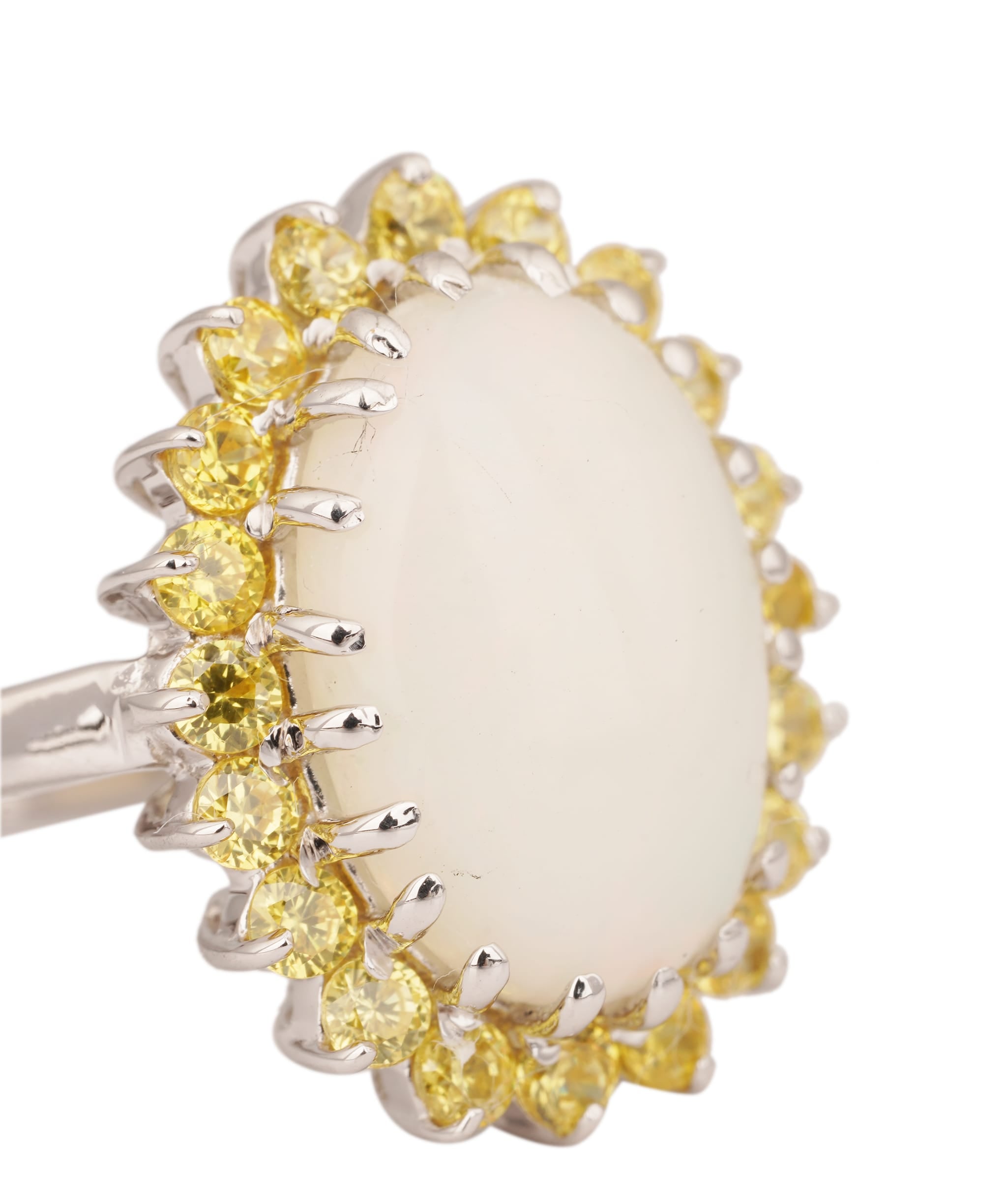 Luxury Promise Natural Opal with Citrine Art Deco Ring ANC1758