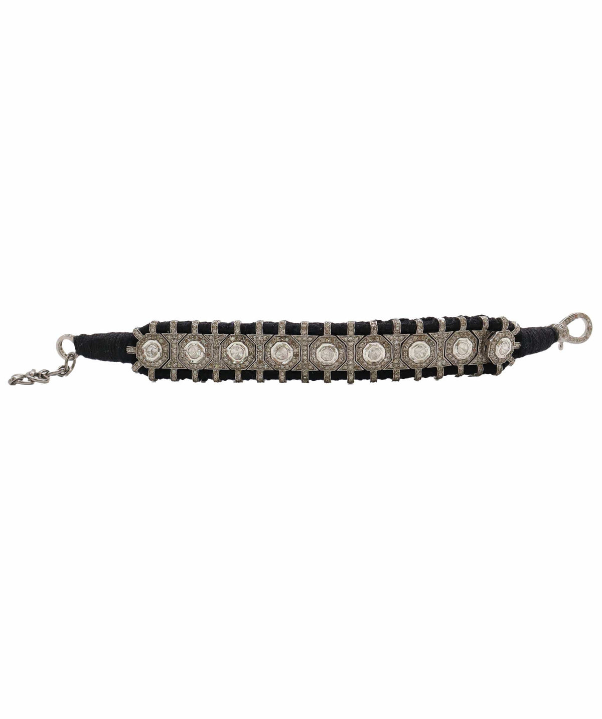 Luxury Promise Natural Polki Diamond Black Thread Friendship Bracelet DXBCD2249