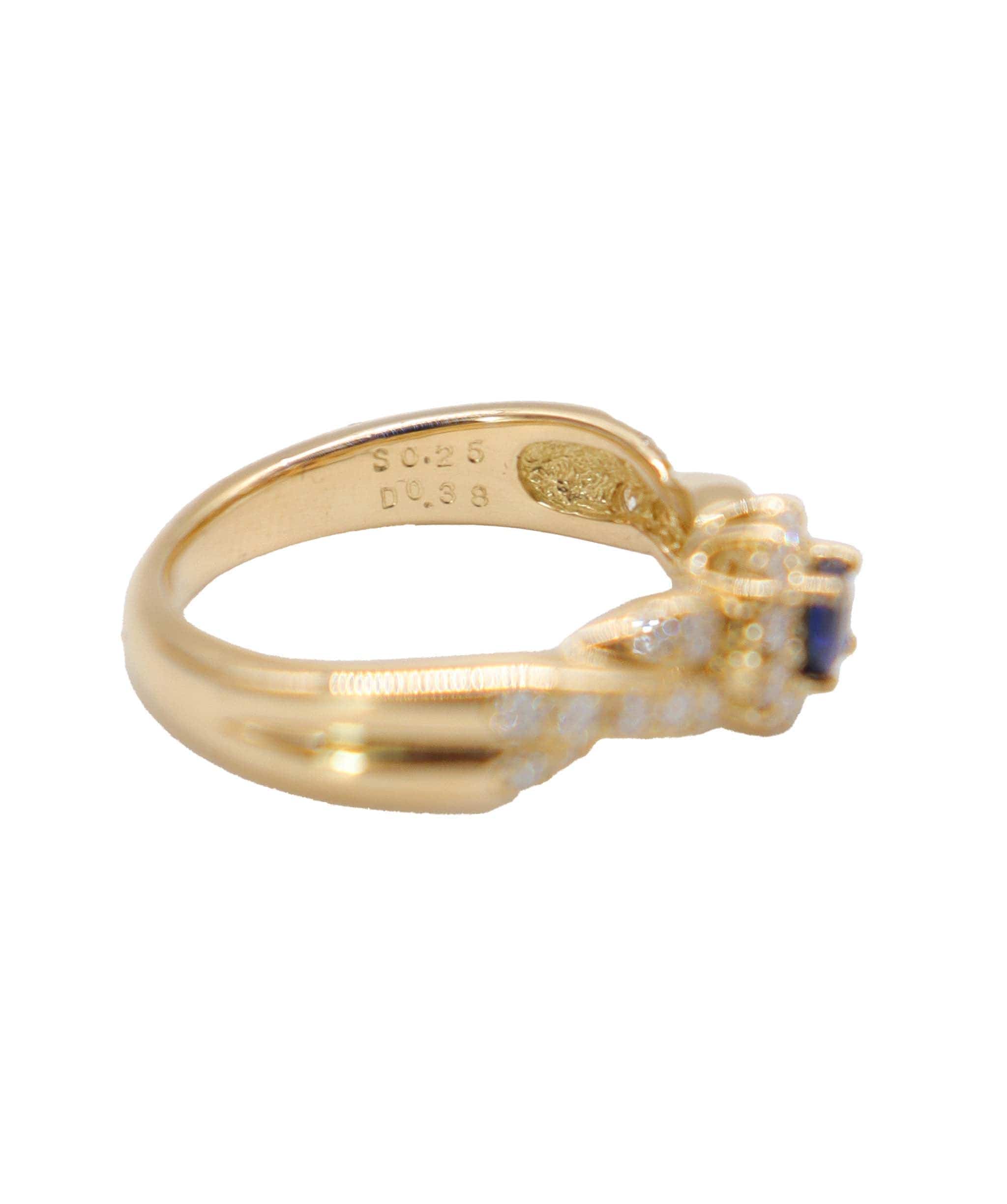 Luxury Promise NINA RICCI Size 9 Ring Sapphire 0.25ct Diamond 0.38ct K18 YG Yellow Gold 750 Ring Sapphire Diamond Ring Nina Ricci  DXBS4038