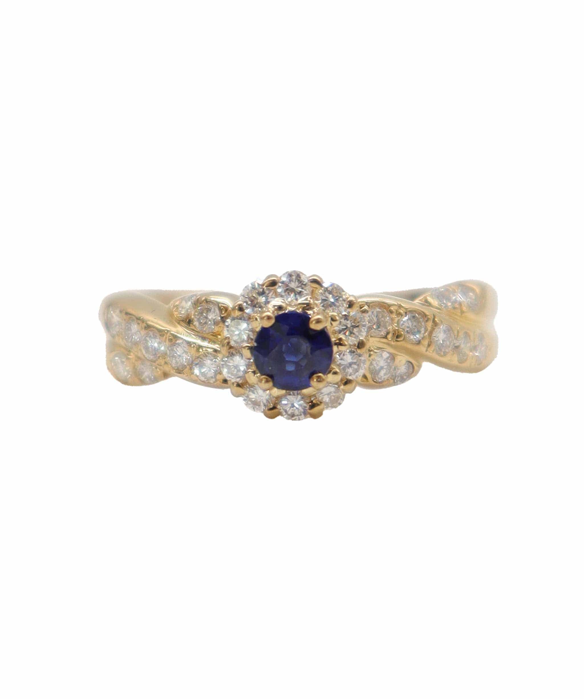 Luxury Promise NINA RICCI Size 9 Ring Sapphire 0.25ct Diamond 0.38ct K18 YG Yellow Gold 750 Ring Sapphire Diamond Ring Nina Ricci  DXBS4038