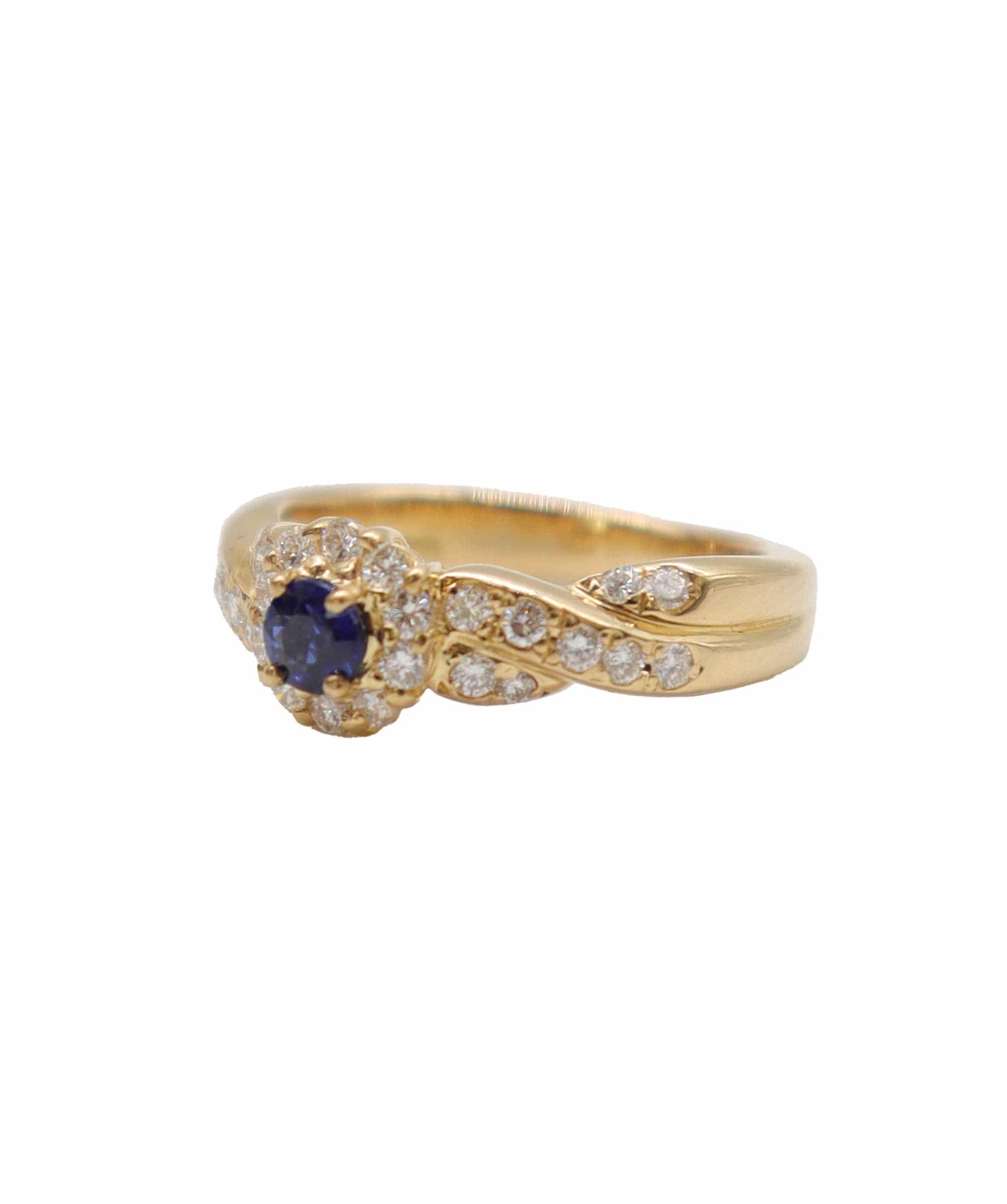 Luxury Promise NINA RICCI Size 9 Ring Sapphire 0.25ct Diamond 0.38ct K18 YG Yellow Gold 750 Ring Sapphire Diamond Ring Nina Ricci  DXBS4038