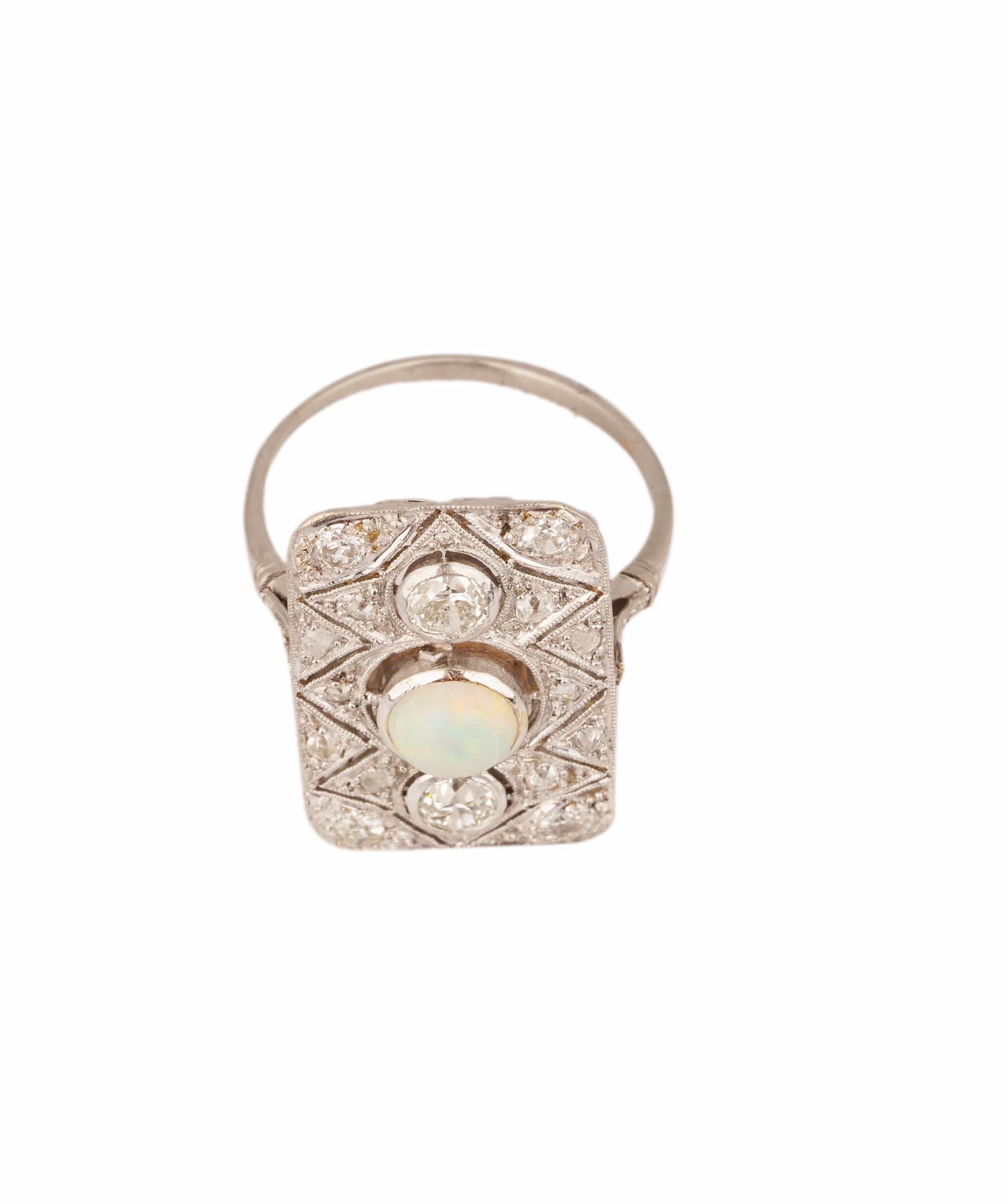 Luxury Promise Opal and Diamond Art Deco Ring WA25363