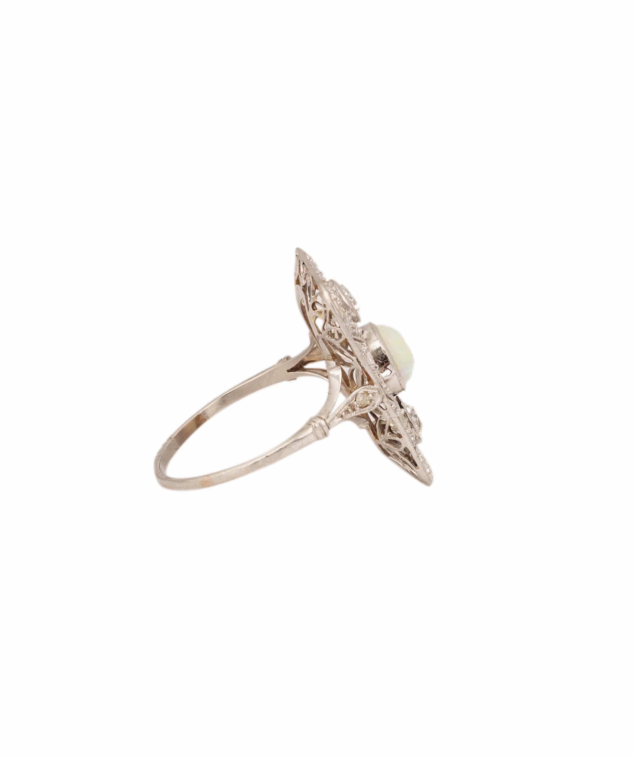 Luxury Promise Opal and Diamond Art Deco Ring WA25363