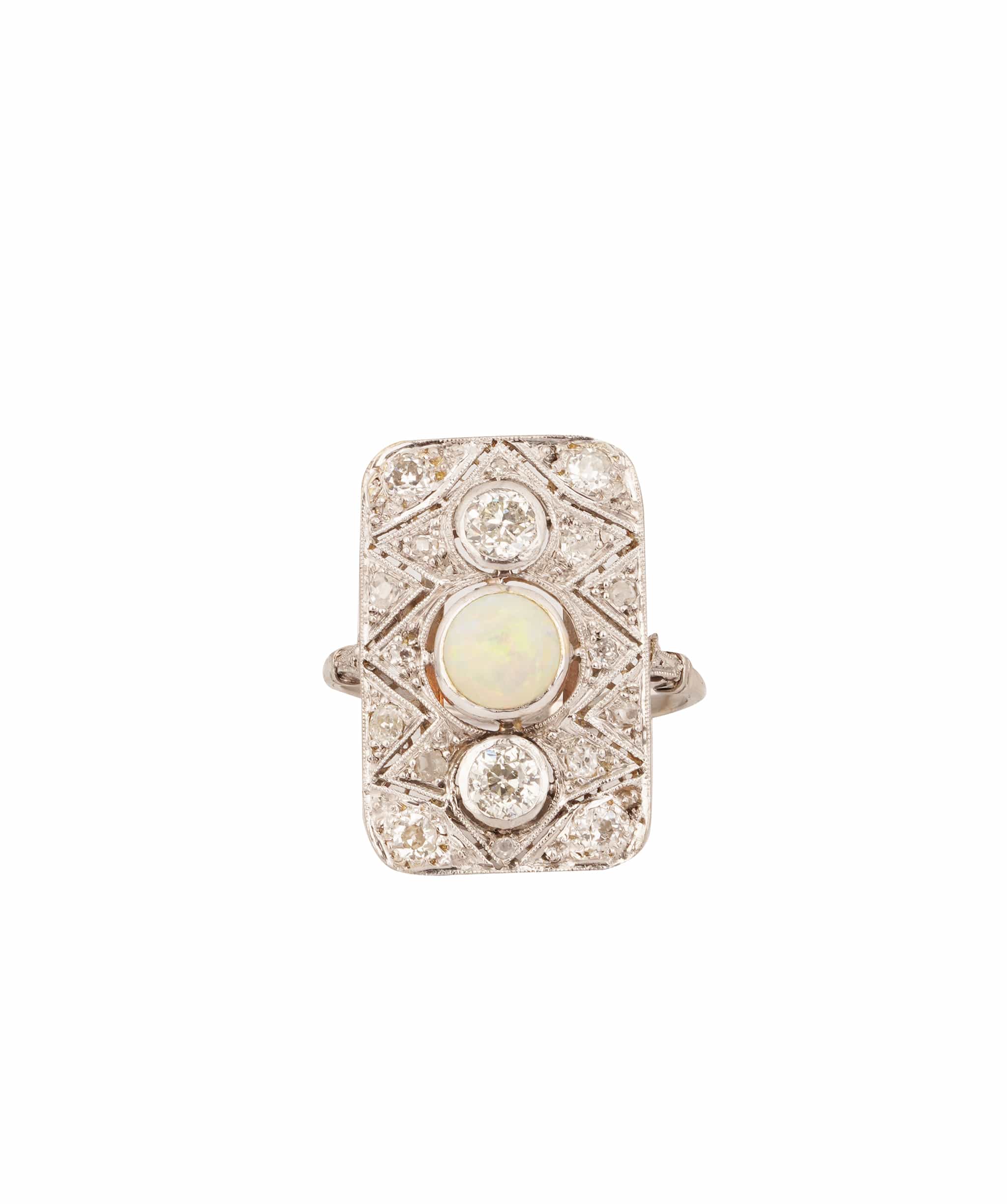 Luxury Promise Opal and Diamond Art Deco Ring WA25363
