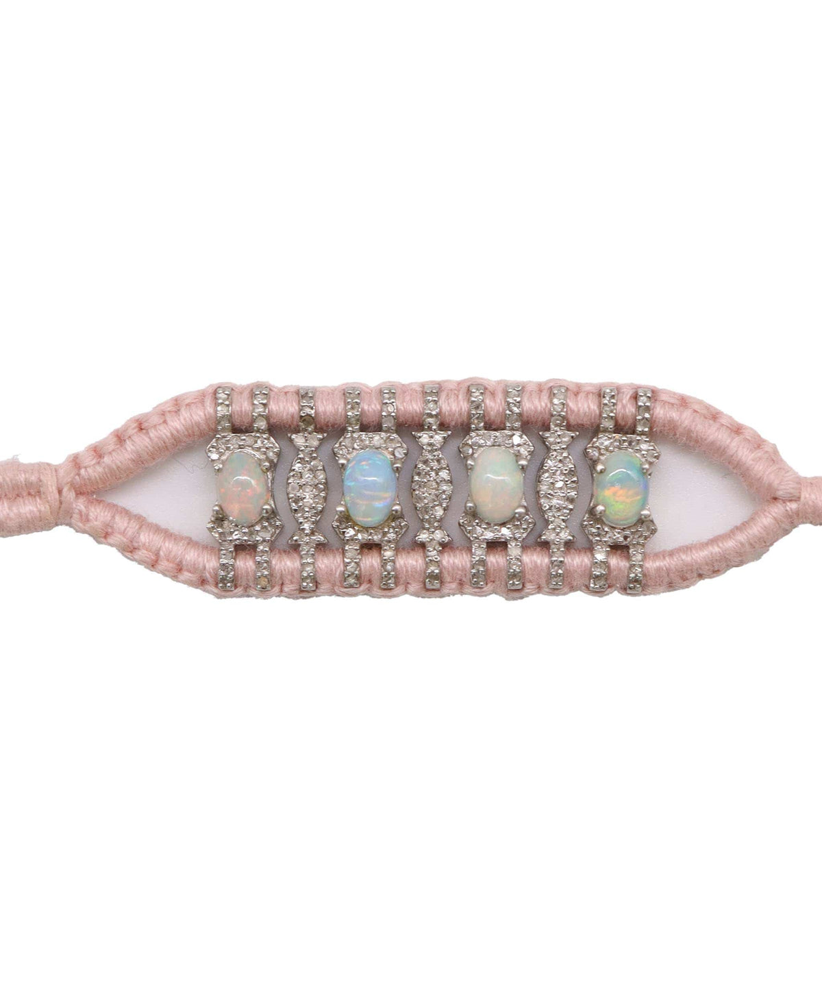 Luxury Promise Opal & Diamond Light Pink Thread Friendship Bracelet DXBCD2262
