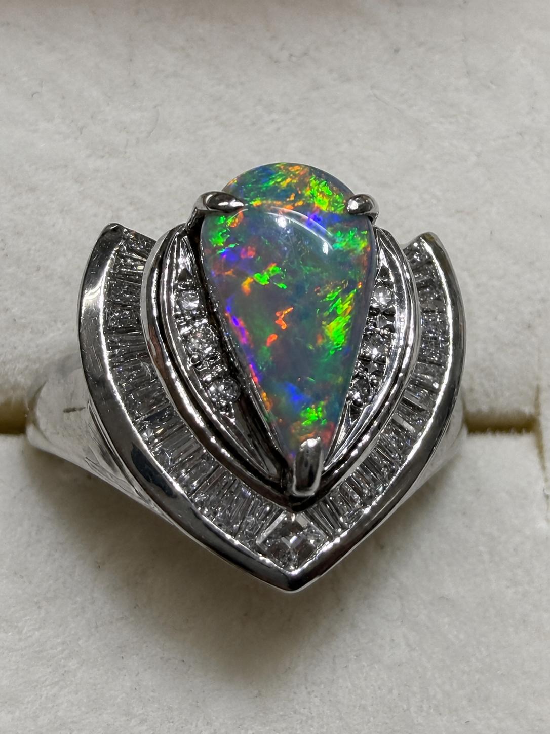 Luxury Promise Opal Diamond Ring in Pt900 / OP1.66ct / d0.67ct  2688 JJC0766