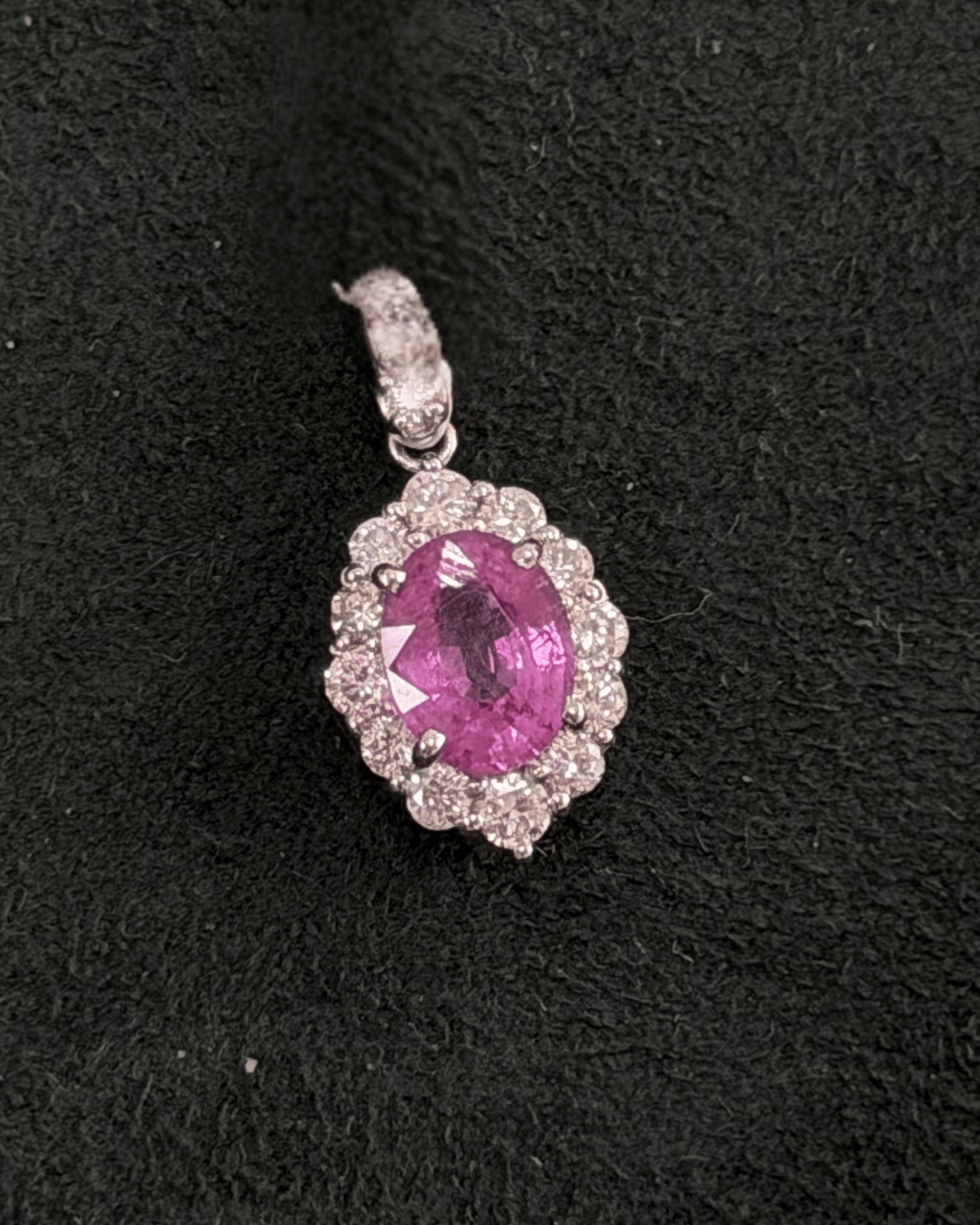 Luxury Promise Orangy Pink Sapphire Pendant in PT950 / 1.6g PS1.14ct, D0.44ct 053275 JJC0239