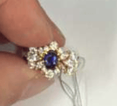 Luxury Promise Oval Blue Sapphire Halo Ring with Diamond Cluster Halo in PT900 & 18K / 7.6g, S0.59ct, D1.46ct 053969 JJC0247