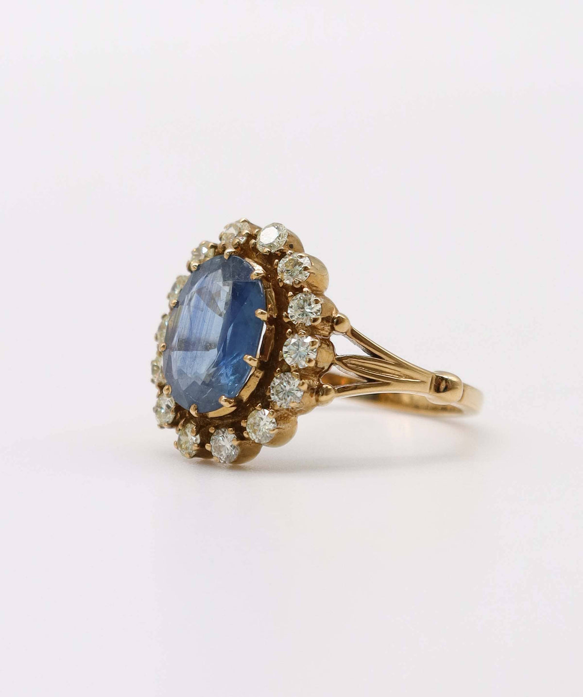 Luxury Promise Oval Sapphire & Diamond Ring in 14k AVNC008