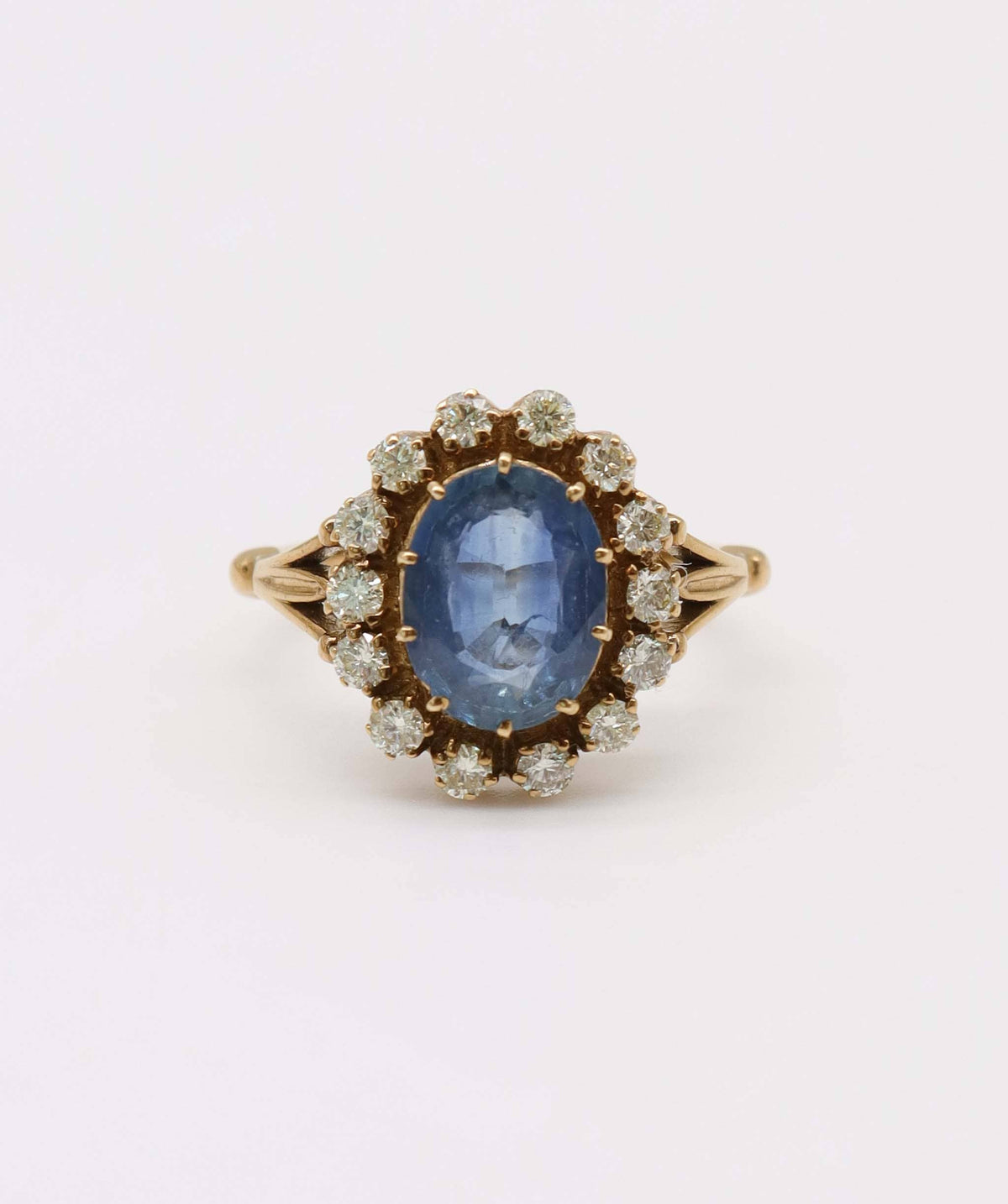 Luxury Promise Oval Sapphire & Diamond Ring in 14k AVNC008