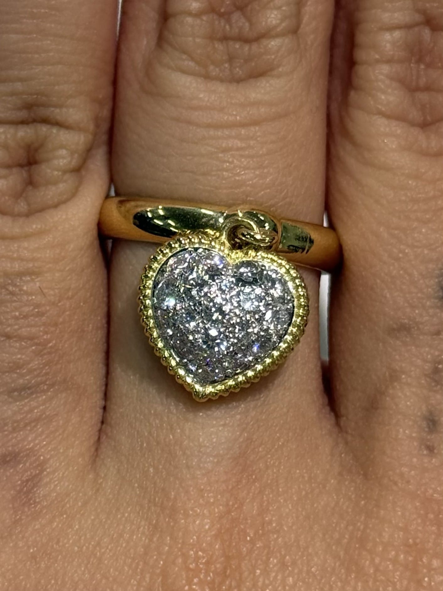 Luxury Promise Pavé-Set Heart Diamond Ring in 18K & PT900 / 7.70g, D0.80ct / Size 6.5 US 024576 JJC0019