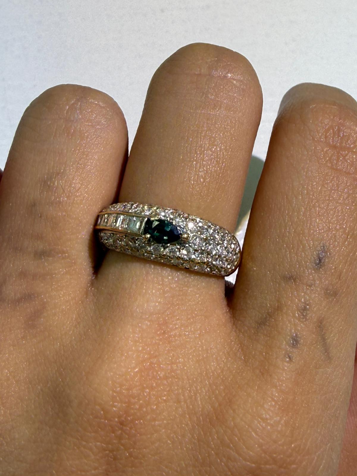 Luxury Promise Pear-Shaped Alexandrite Ring with Pavé Diamond Band 18K / 6.40g, AX0.19ct, D1.28ct / Size 6.75 US 024581 JJC0057