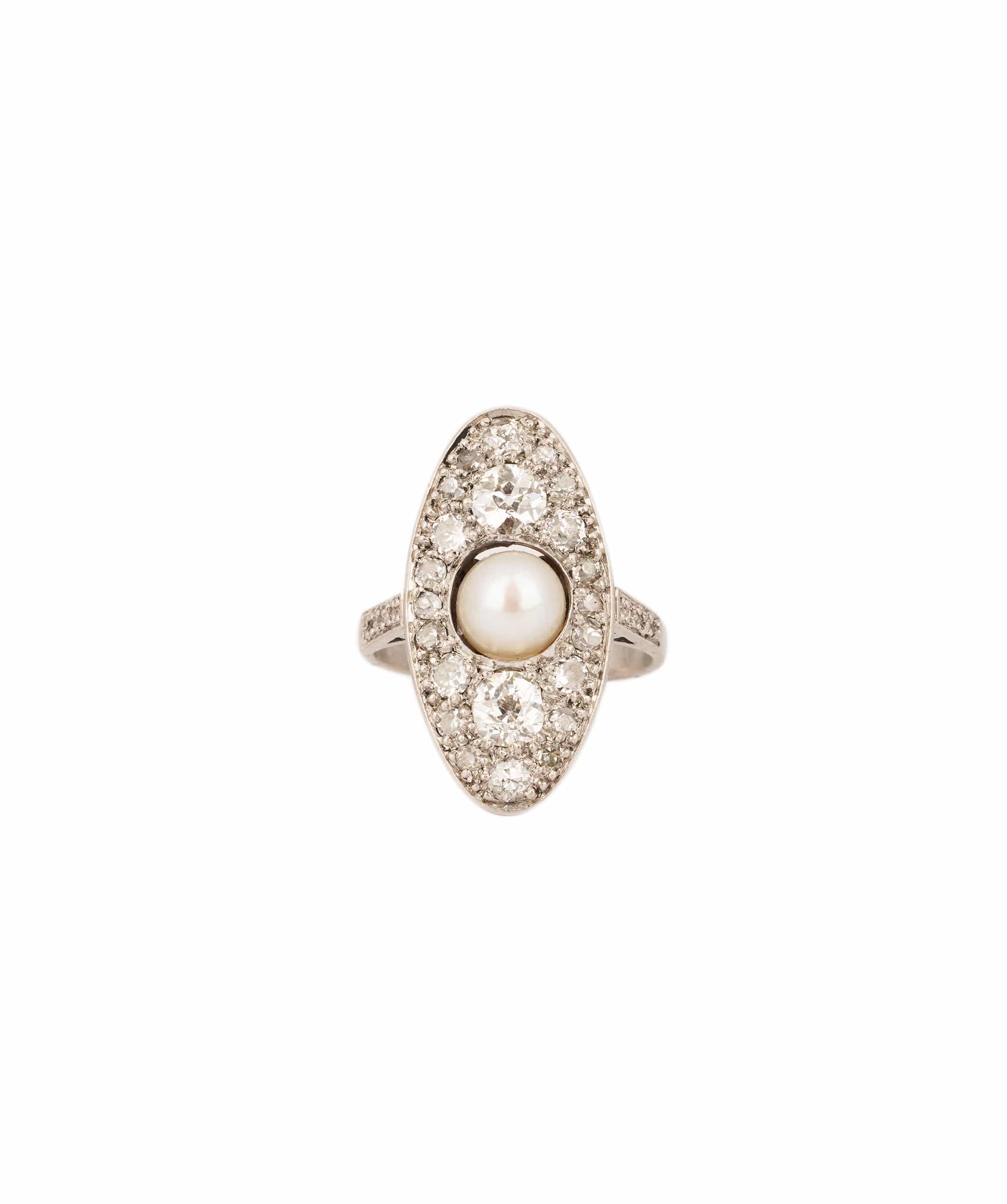 Luxury Promise Pearl and Diamond Oval Ring WA90778