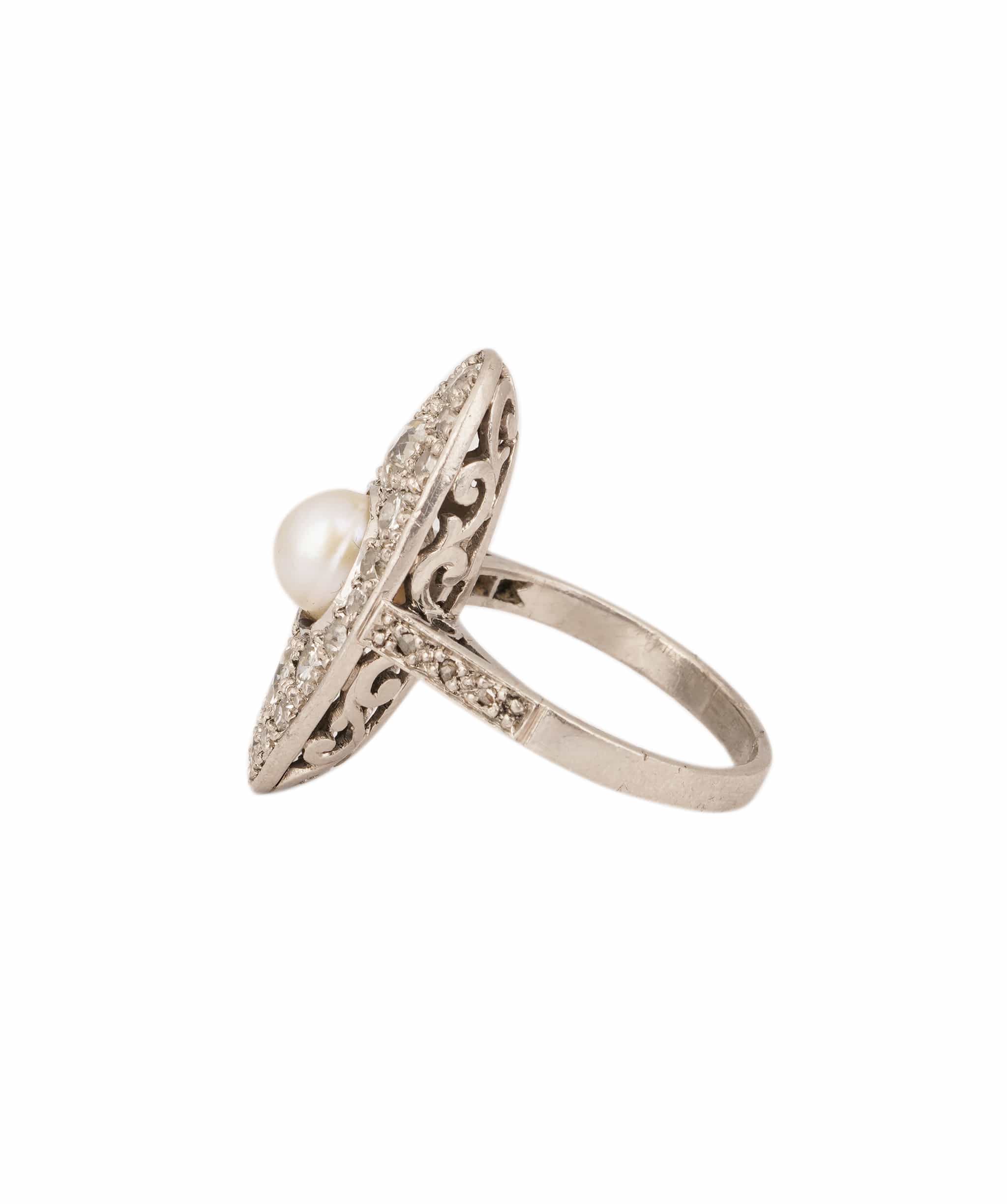 Luxury Promise Pearl and Diamond Oval Ring WA90778