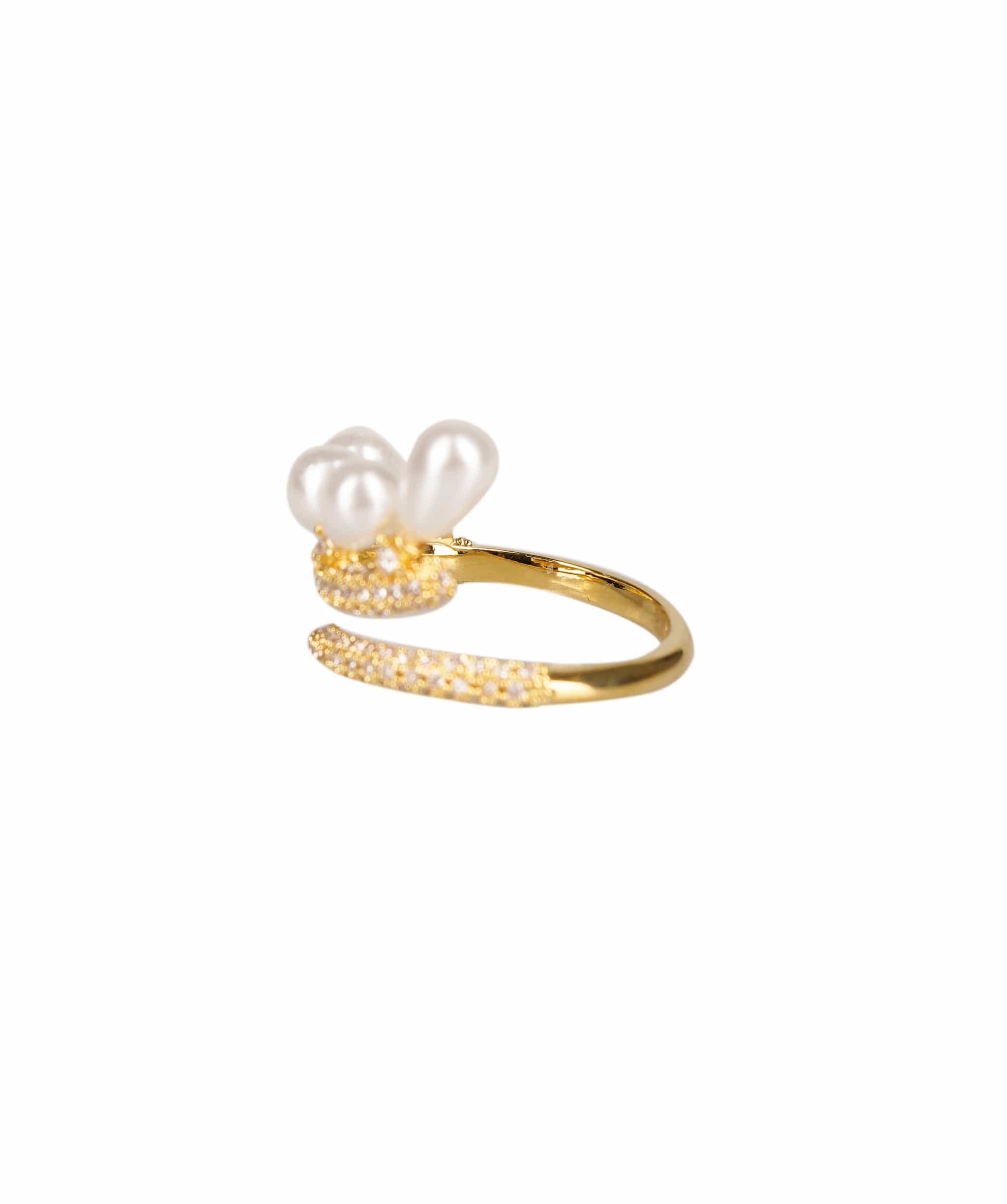 Luxury Promise Pearl Diamonte Ring Gold  ALL1157