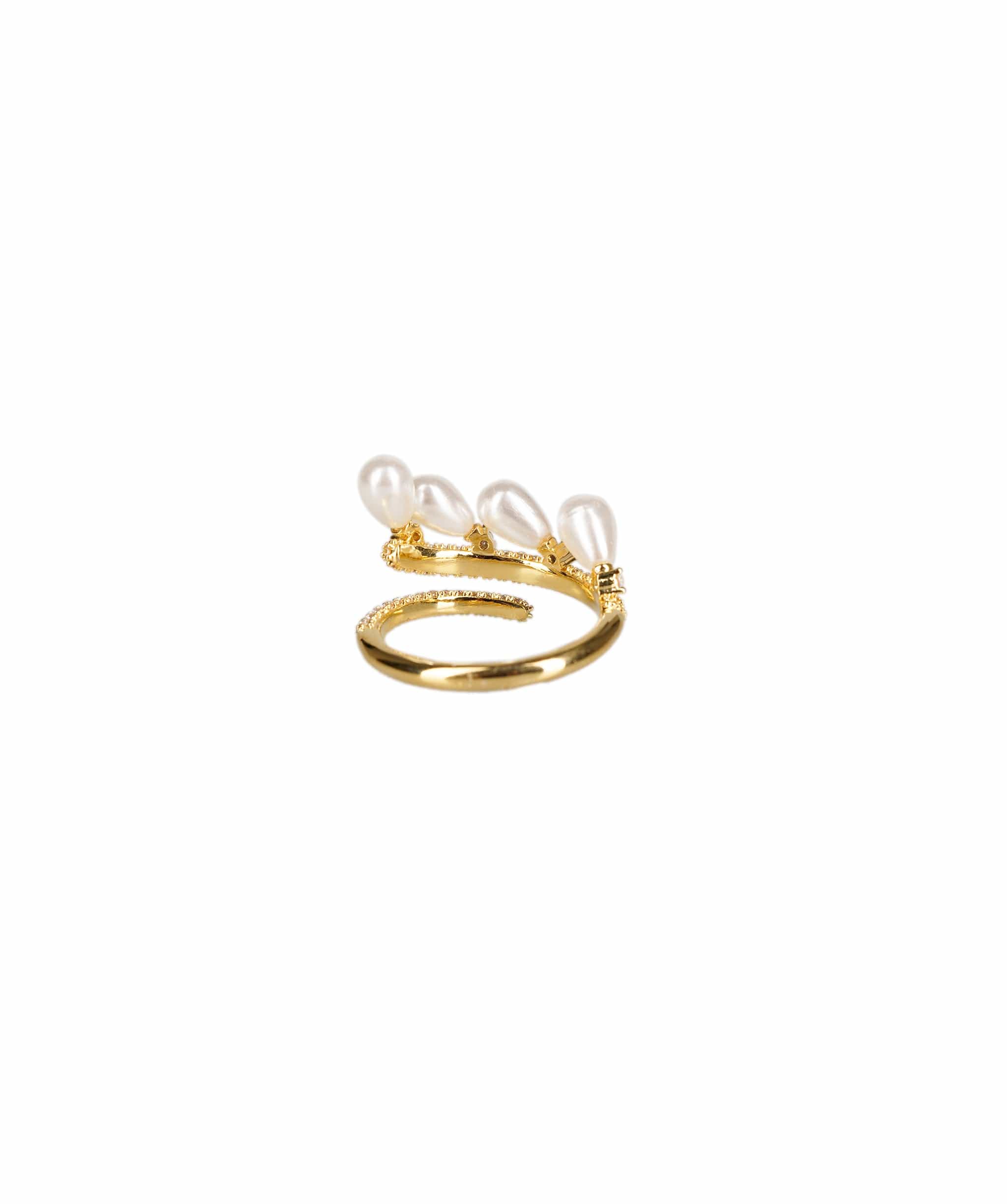 Luxury Promise Pearl Diamonte Ring Gold  ALL1157
