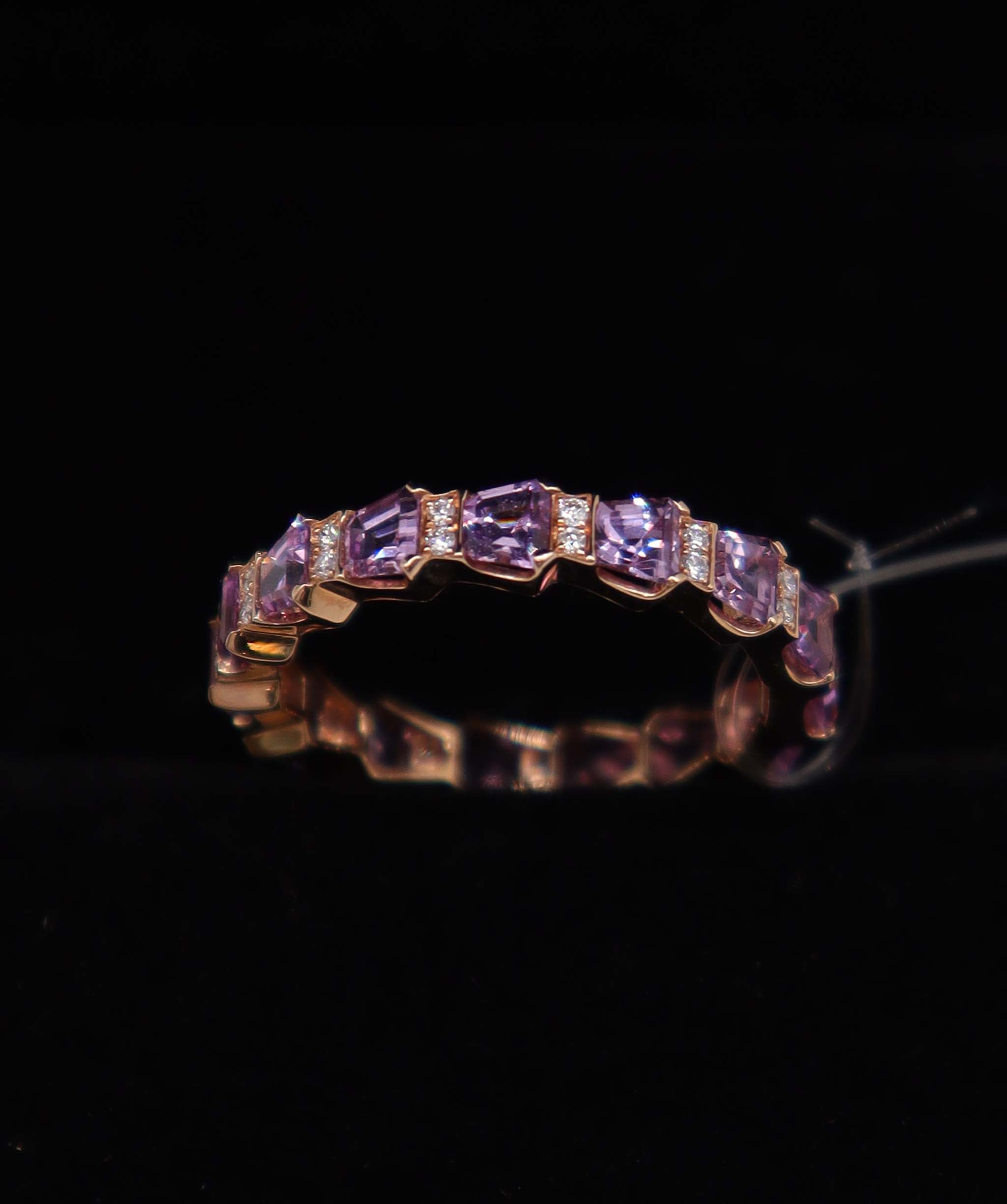 Luxury Promise Pink Sapphire 18K Rose Gold Ring Size US 6.5 (15 Sapphires 2.40ct) (30 Round Diamonds 0.40 ct) MS8979