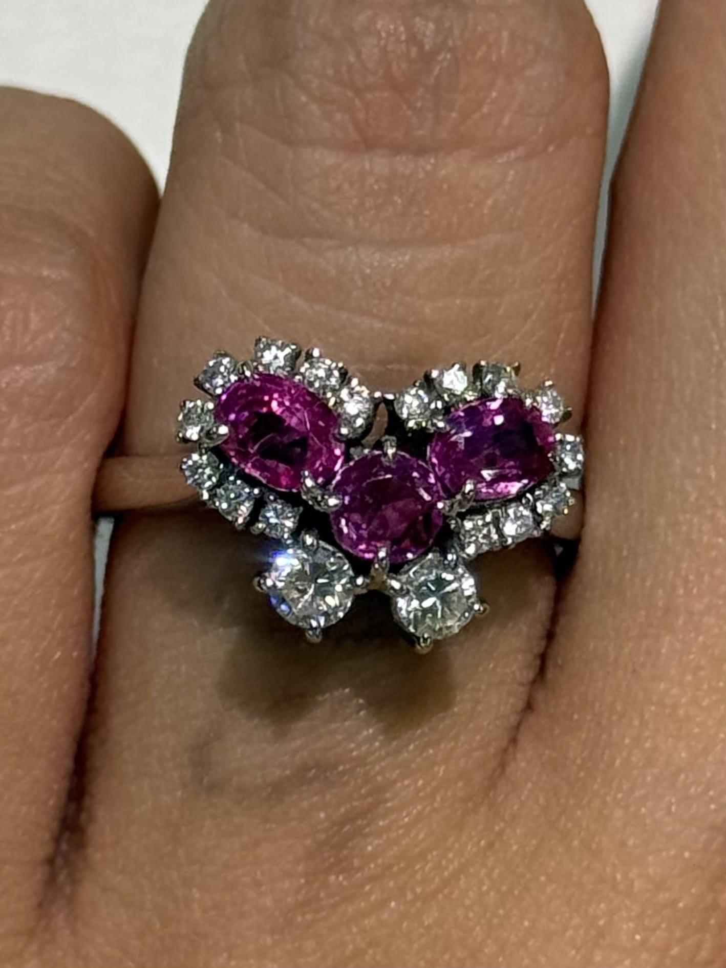 Luxury Promise Pink Sapphire Butterfly Ring in PT900 / 5.50g, PS1.41ct, D0.44ct / Size 5.75 US 015558 JJC0011
