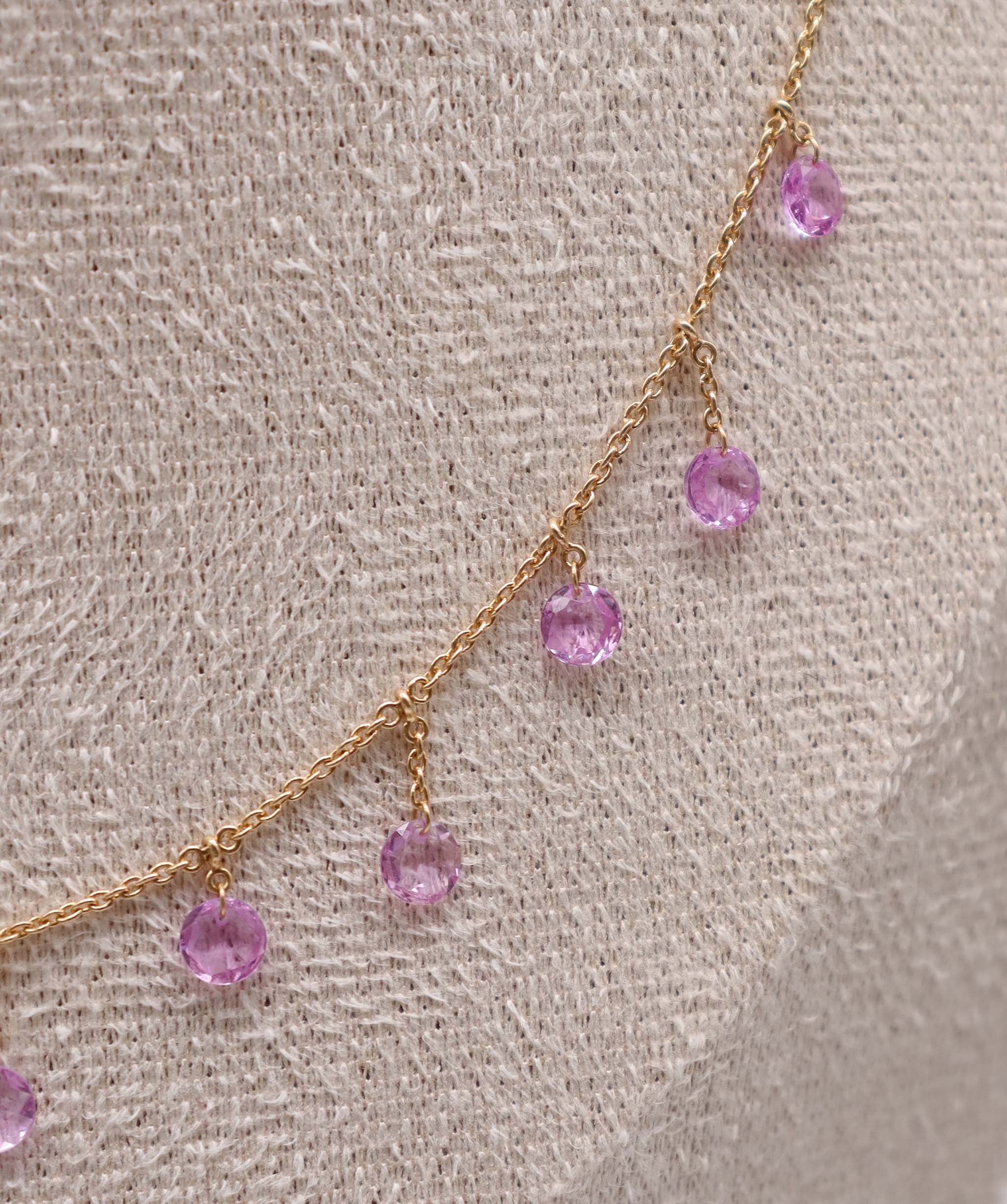 LUXURY PROMISE PINK SAPPHIRE OS (H) NECKLACE TW:3.33CT GOLD:2.73G C11637