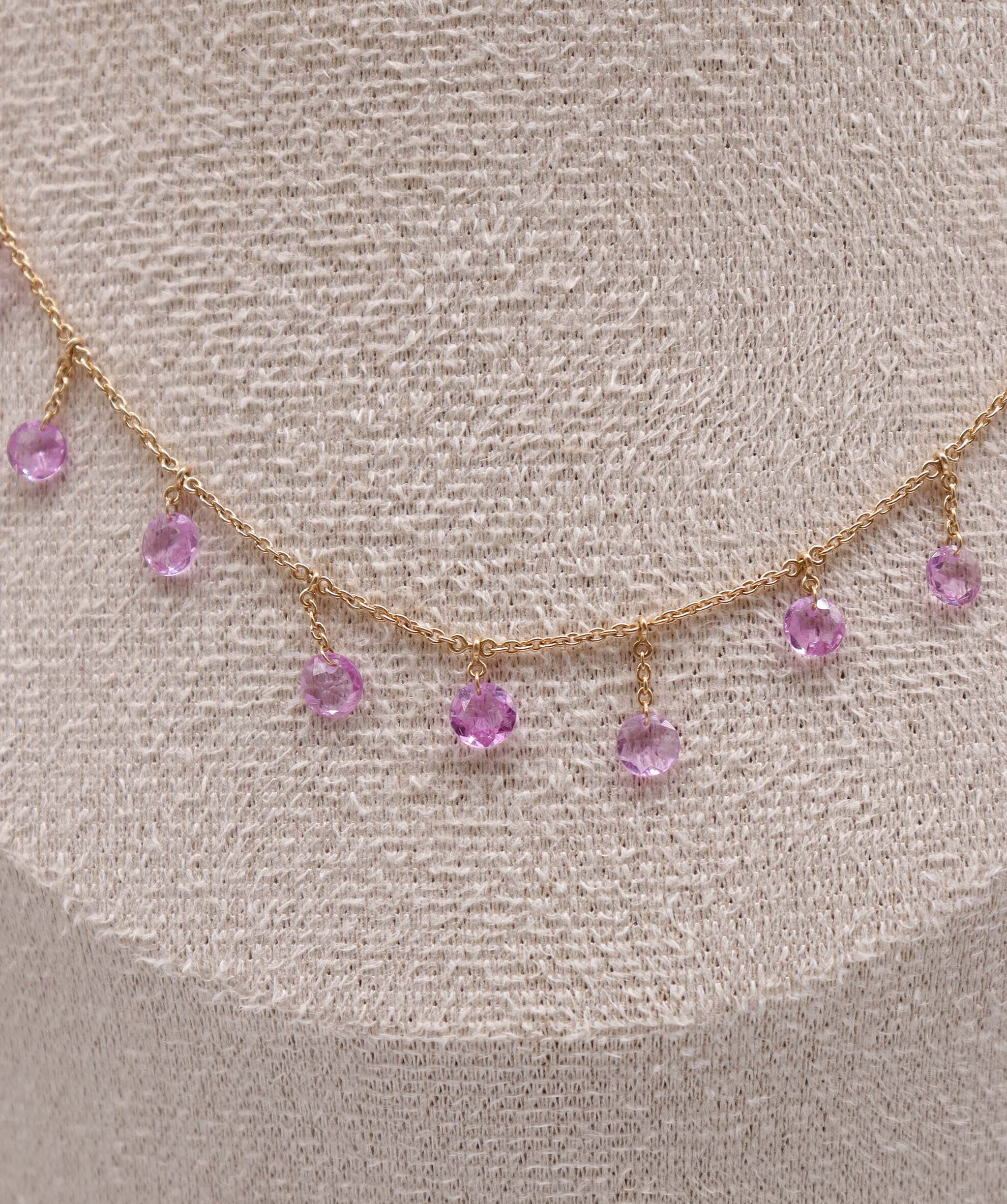 LUXURY PROMISE PINK SAPPHIRE OS (H) NECKLACE TW:3.33CT GOLD:2.73G C11637