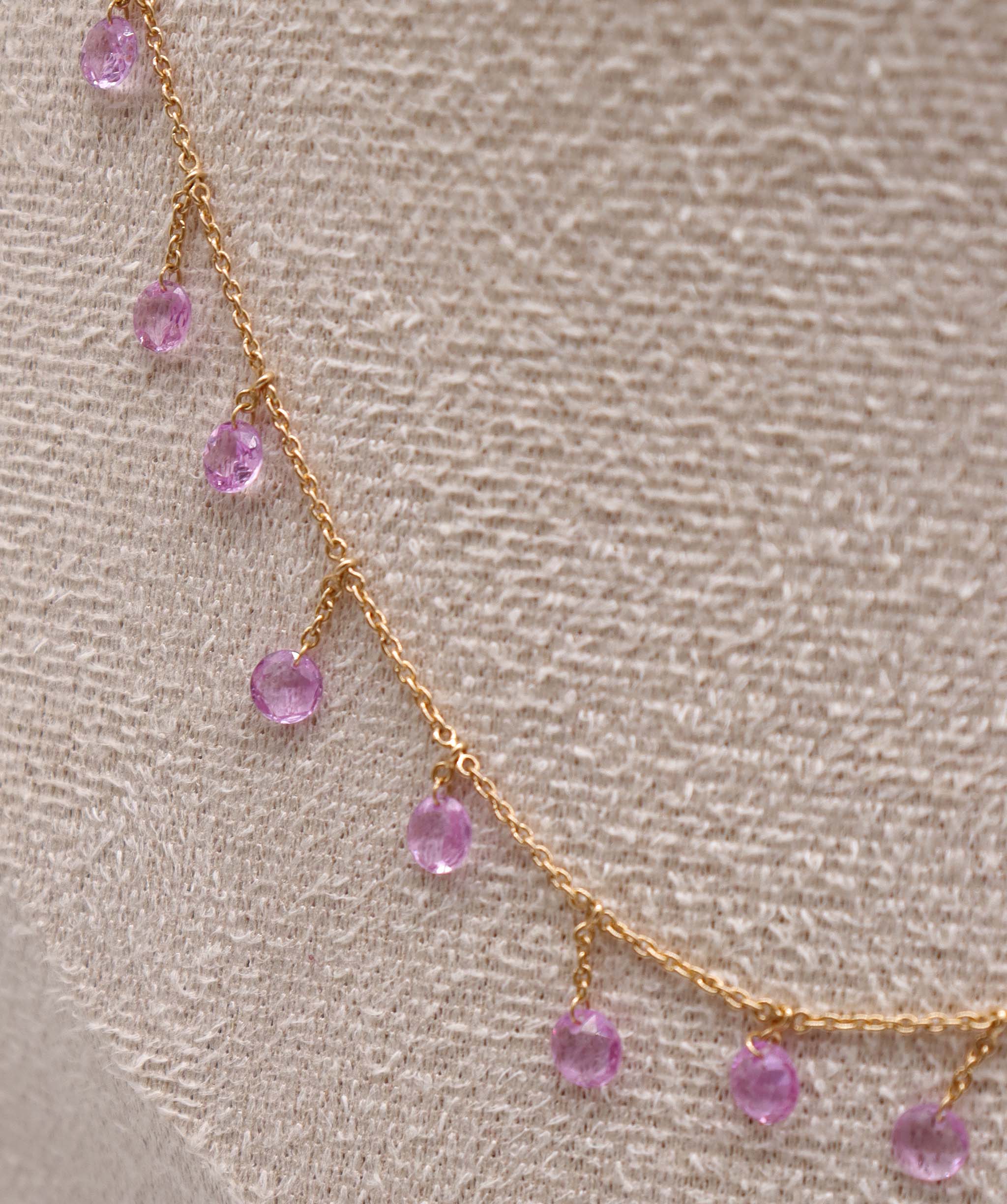 LUXURY PROMISE PINK SAPPHIRE OS (H) NECKLACE TW:3.33CT GOLD:2.73G C11637