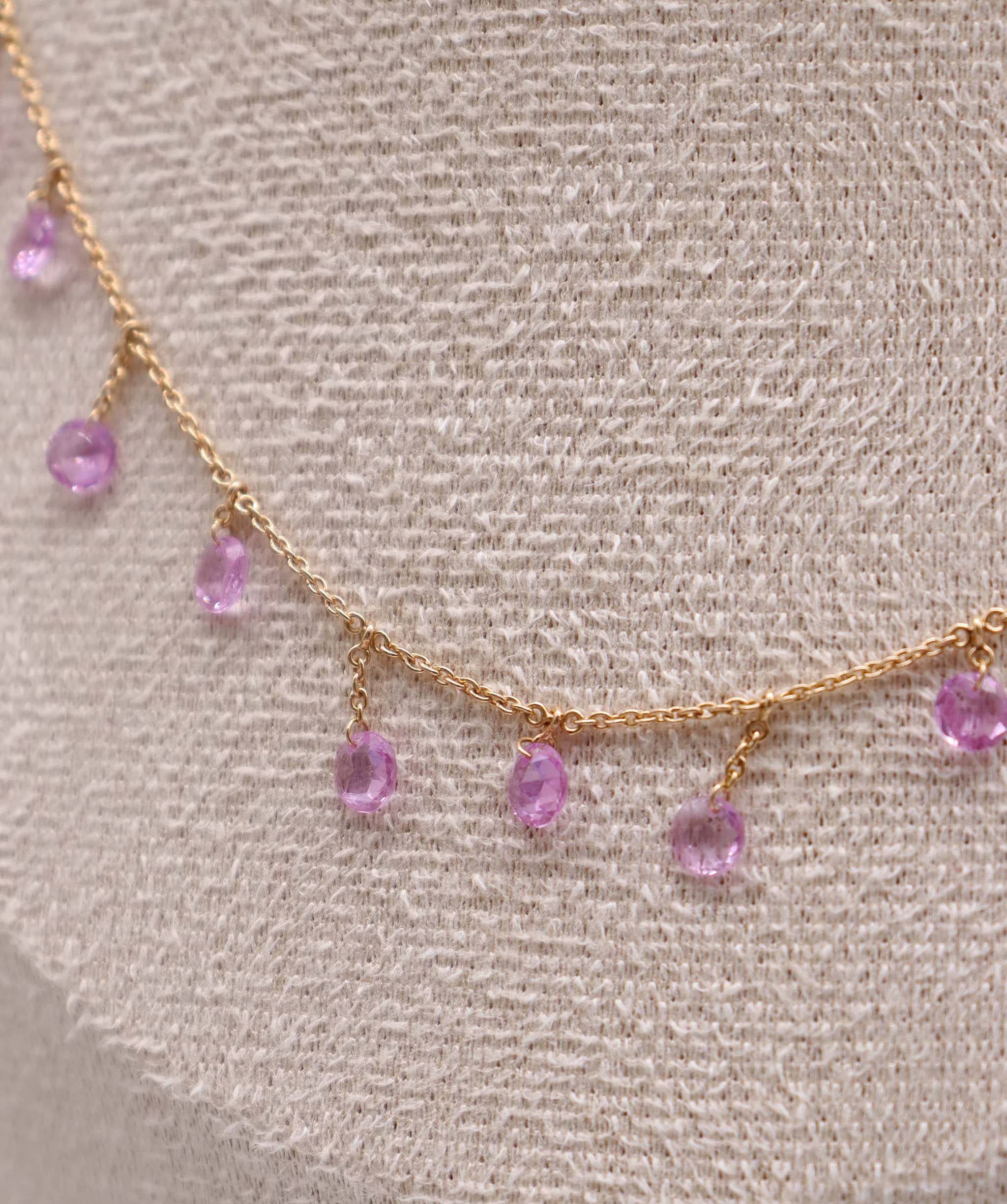 LUXURY PROMISE PINK SAPPHIRE OS (H) NECKLACE TW:3.33CT GOLD:2.73G C11637