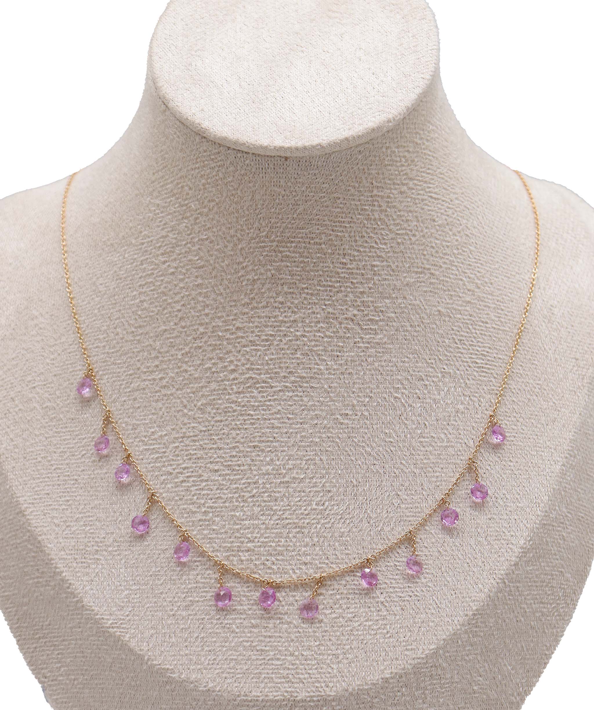 LUXURY PROMISE PINK SAPPHIRE OS (H) NECKLACE TW:3.33CT GOLD:2.73G C11637