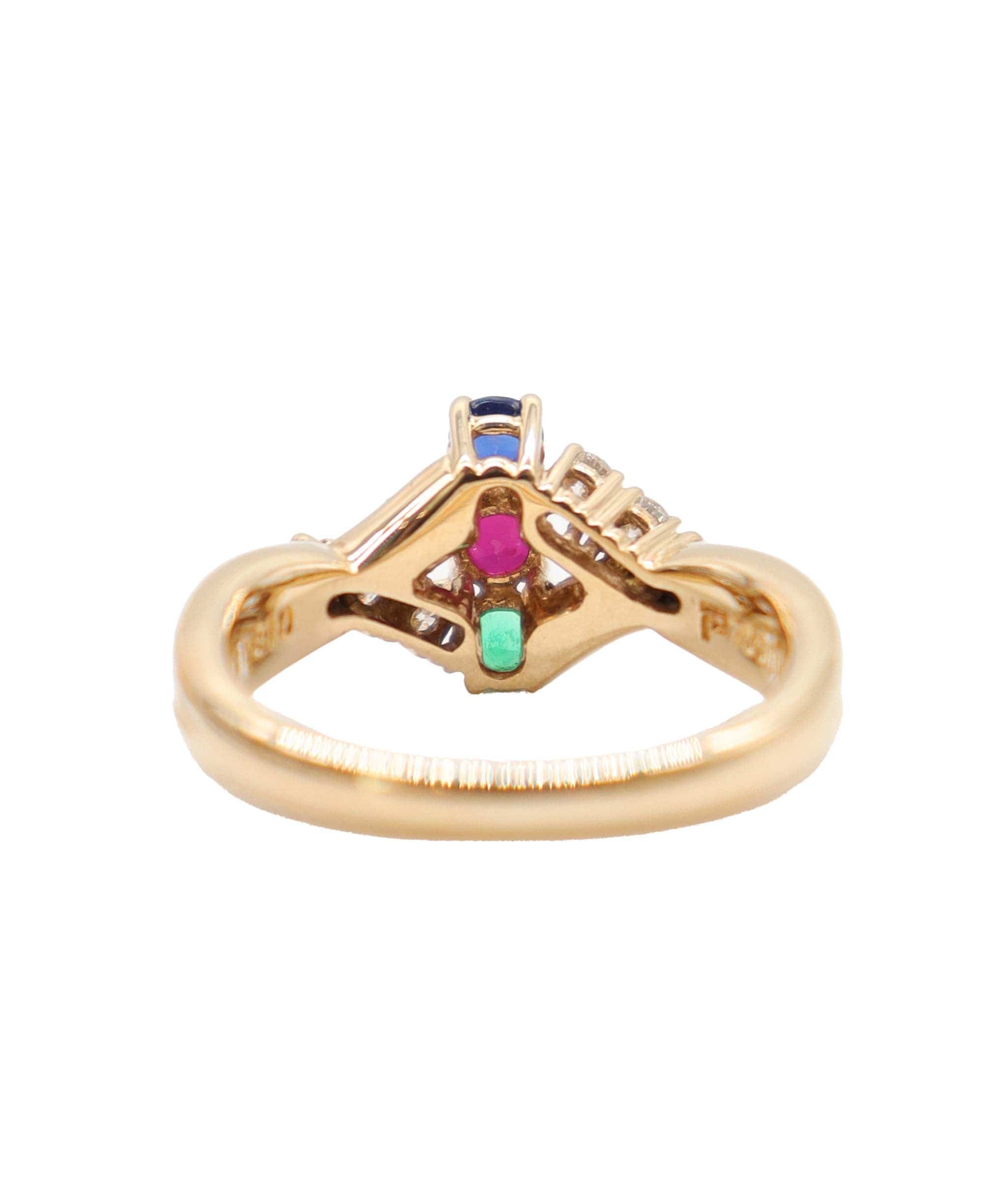 Luxury Promise POLA Size 13 Ring Multi Stone Diamond 0.22ct K18 YG Yellow Gold 750 Ring Multi Stone Ring POLA  DXBS4033