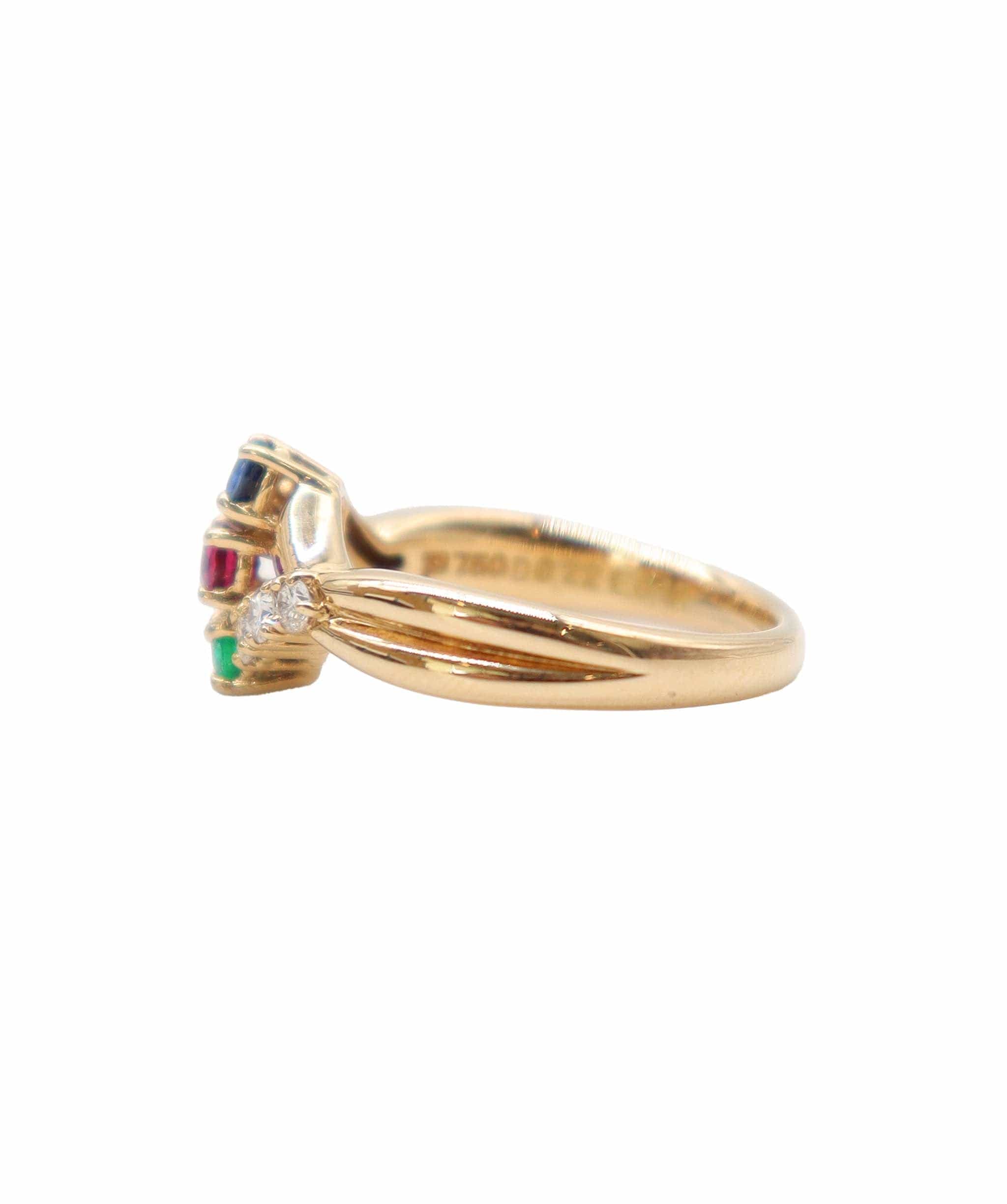 Luxury Promise POLA Size 13 Ring Multi Stone Diamond 0.22ct K18 YG Yellow Gold 750 Ring Multi Stone Ring POLA  DXBS4033