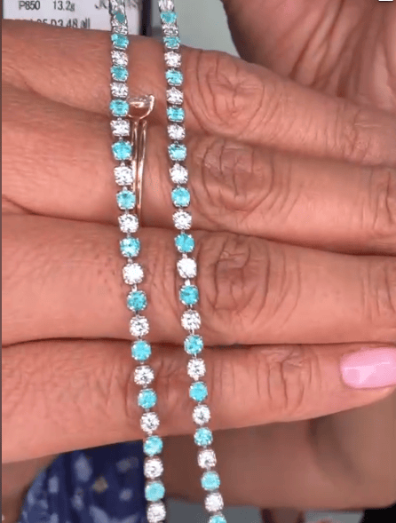 Luxury Promise Pt850 13.2g / 4.05ct Paraiba Tourmaline with D3.48ct Necklace / JC6318 JJC1179