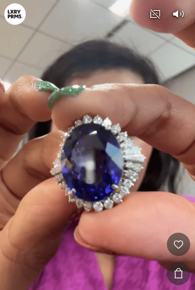 Luxury Promise PT900 Noheat 4 Prong ring with a Natural madagascar Sapphire and Diamond Halo L1110