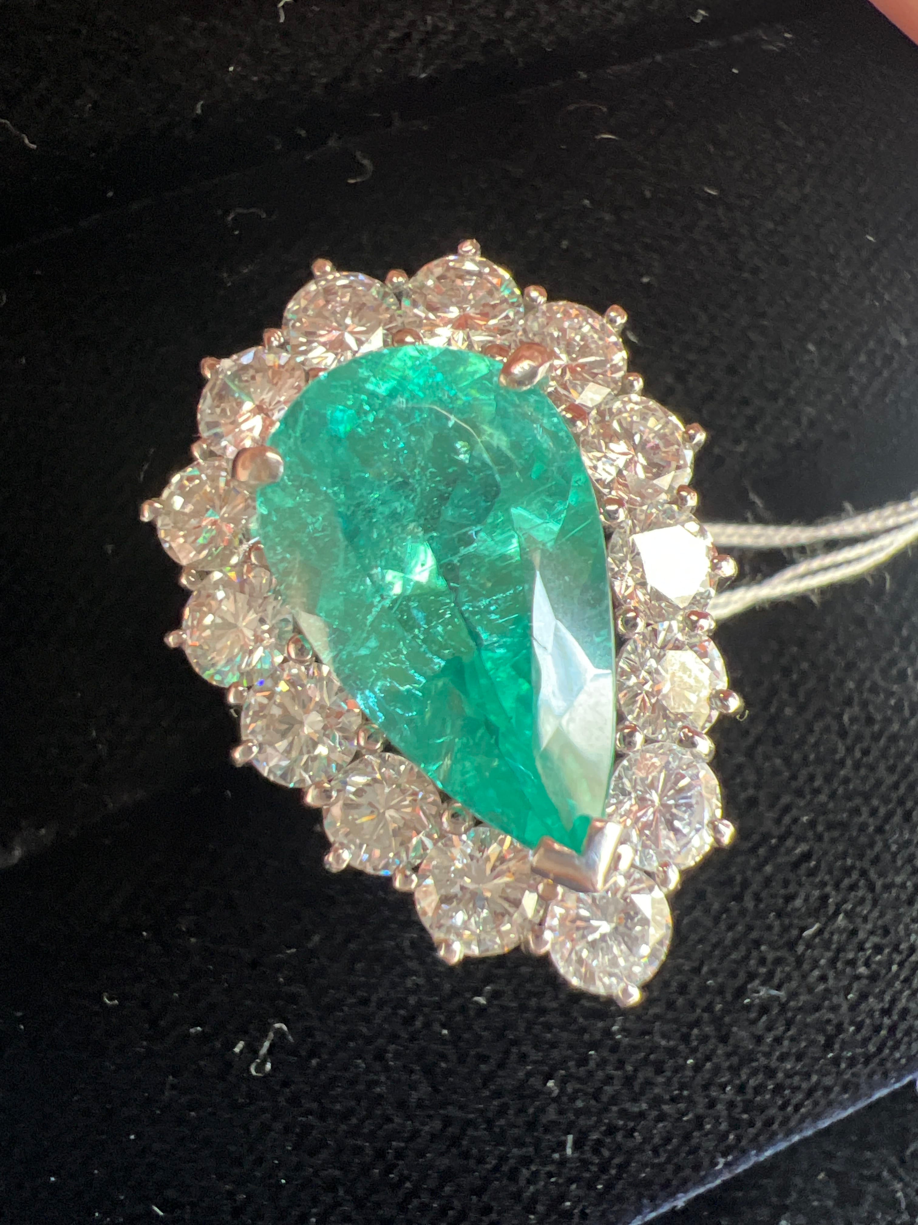 Luxury Promise PT900 PARAIBA TOURMALINE RING PR 5.945 DA 3.243 14.2g 25-20885