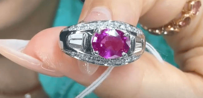 Luxury Promise Pt900 Pink Sapphire Ring J0324BQBRY
