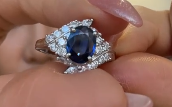 Luxury Promise Pt900 Sapphire Ring S1.36 D0.62 6.3g Medium J1126JJVUM