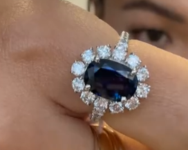 LUXURY PROMISE Pt900 Sapphire Ring S3.129 D1.17 5.7g GRJ J1114AKWF3