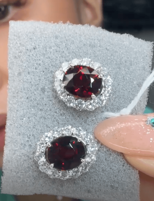 Luxury Promise Pt900 Specialting Garnet Earrings J04249WLJC