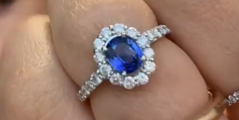 Luxury Promise Pt950 Sapphire Ring S0.978 D0.54 3.4g GRJ J11144JALK