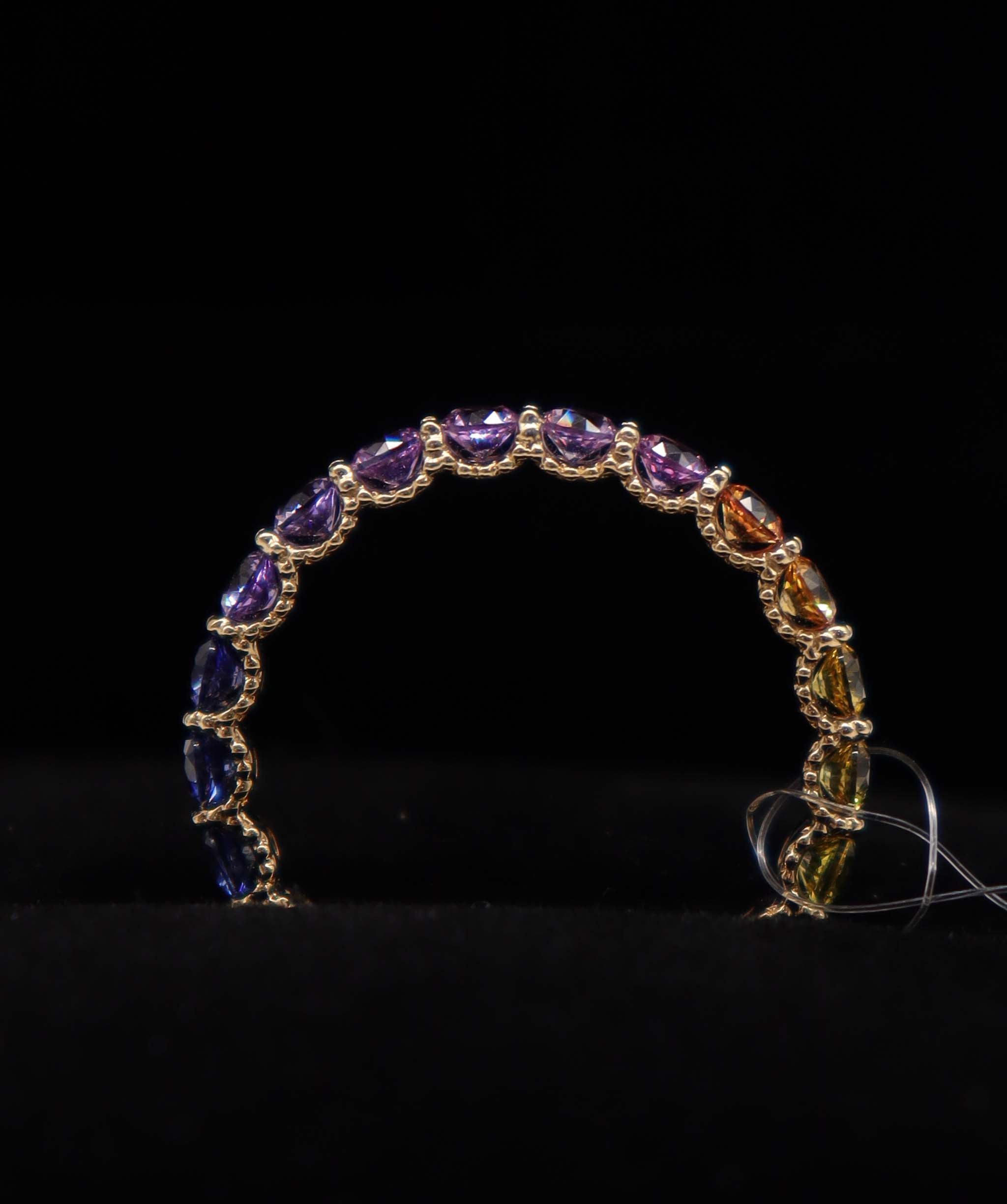 Luxury Promise Rainbow Sapphire 18K Rose Gold Ring Size US 6.5 (21 Sapphires 2.00ct) MS8981