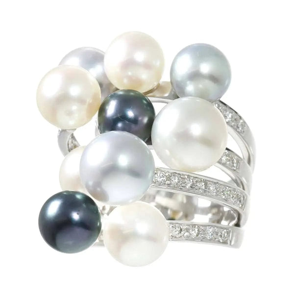 Luxury Promise Ring - Akoya Pearl 6.8-9.1mm Diamond 0.75ct 6.75-7.25(US)