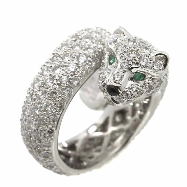 Luxury Promise Ring - Diamond 4.17ct Emerald 0.02ct 18K WG Size4.75-5(US)