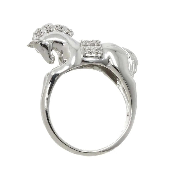 Luxury Promise Ring - Gallop Horse Diamond 0.15ct WG Size 6