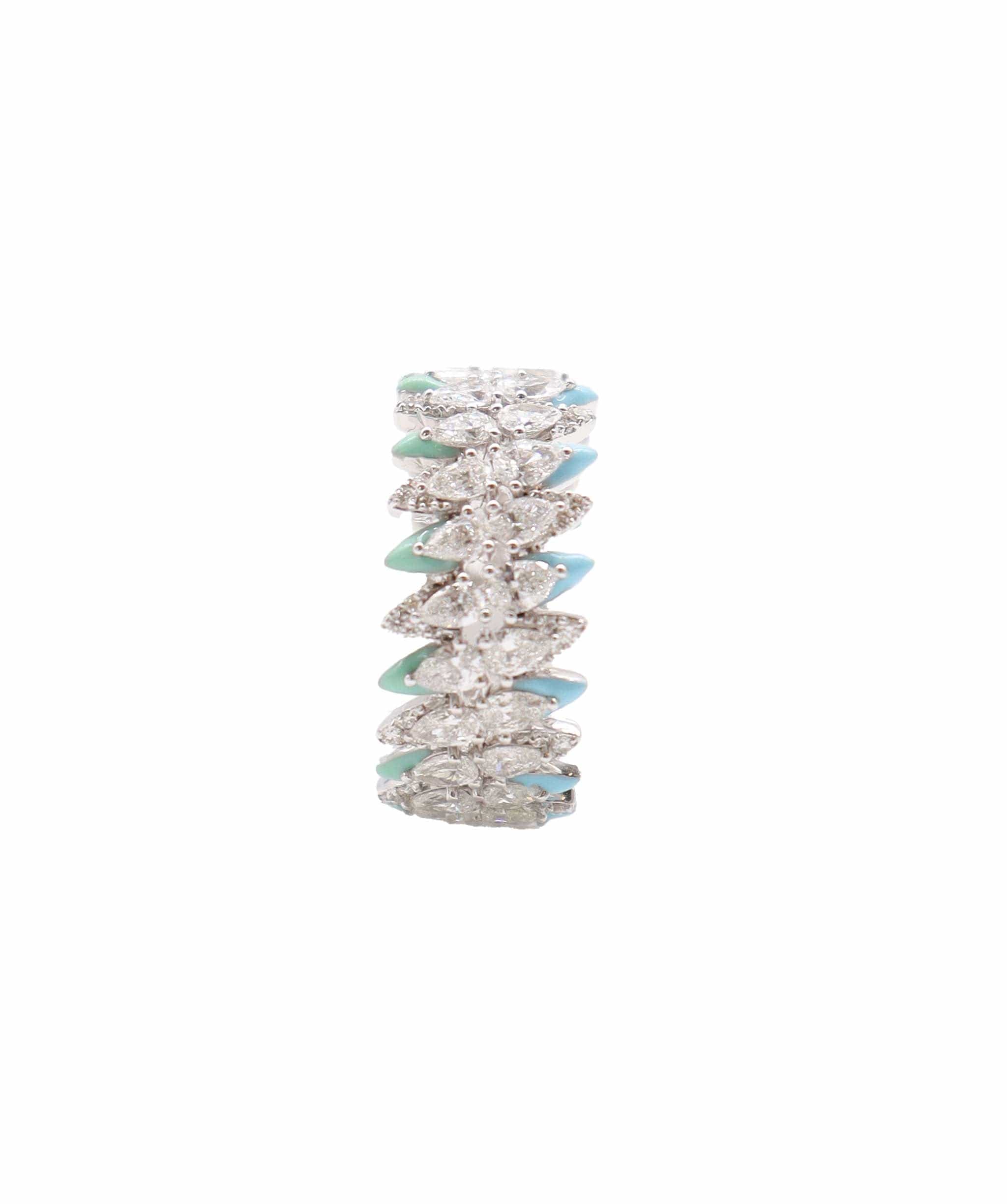Luxury Promise Ring Mint Green & Twilight Blue EU-53 Gold: 5.004 / Diamond: 2.480  R-R03K ASC6585