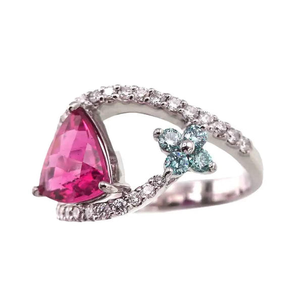 Luxury Promise Ring - Pink Tourmaline 2.20ct Diamond 0.55ct/0.20ct 6-6.25(US)