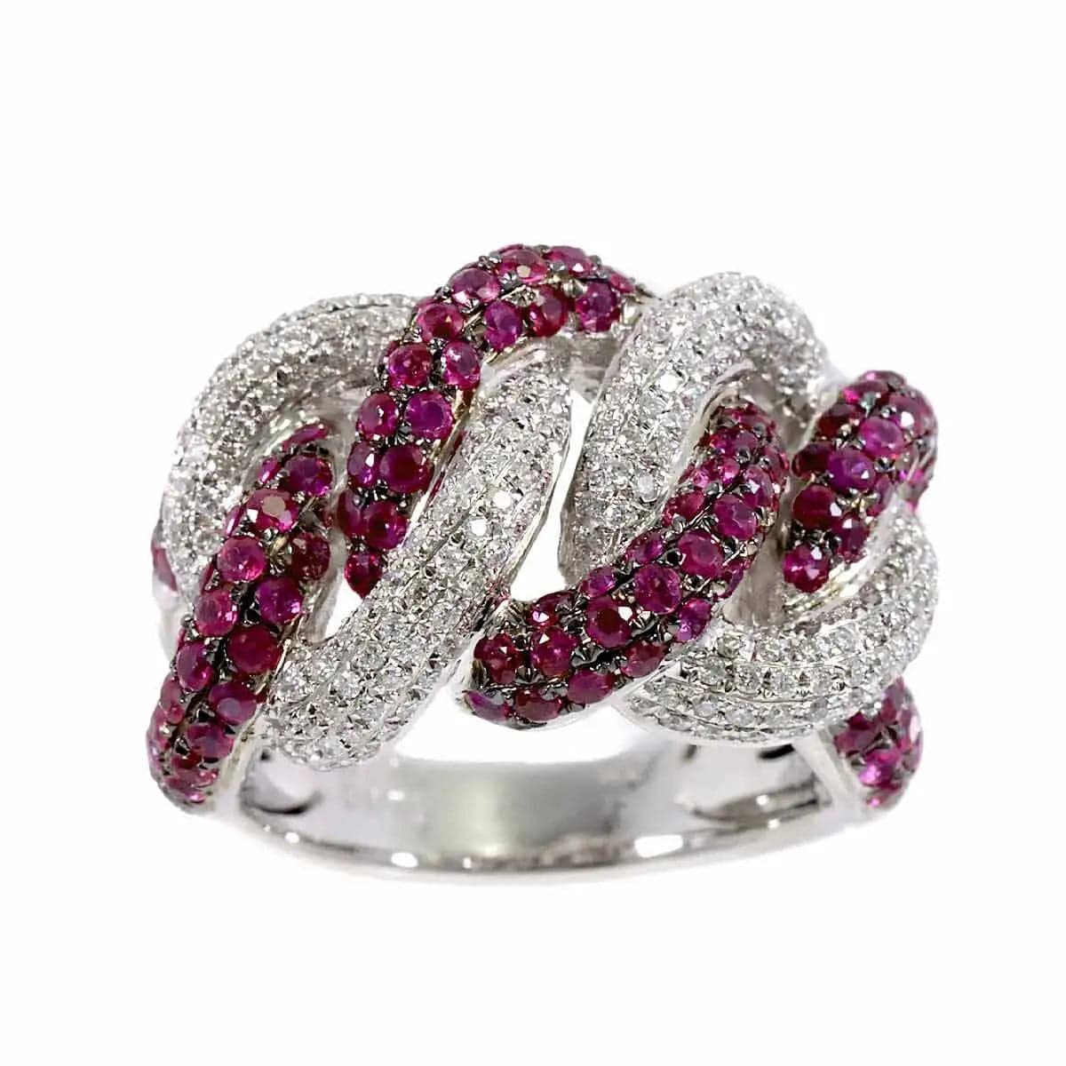 Luxury Promise Ring - Ruby 2.34ct Diamond 0.72ct 18K WG size7.25