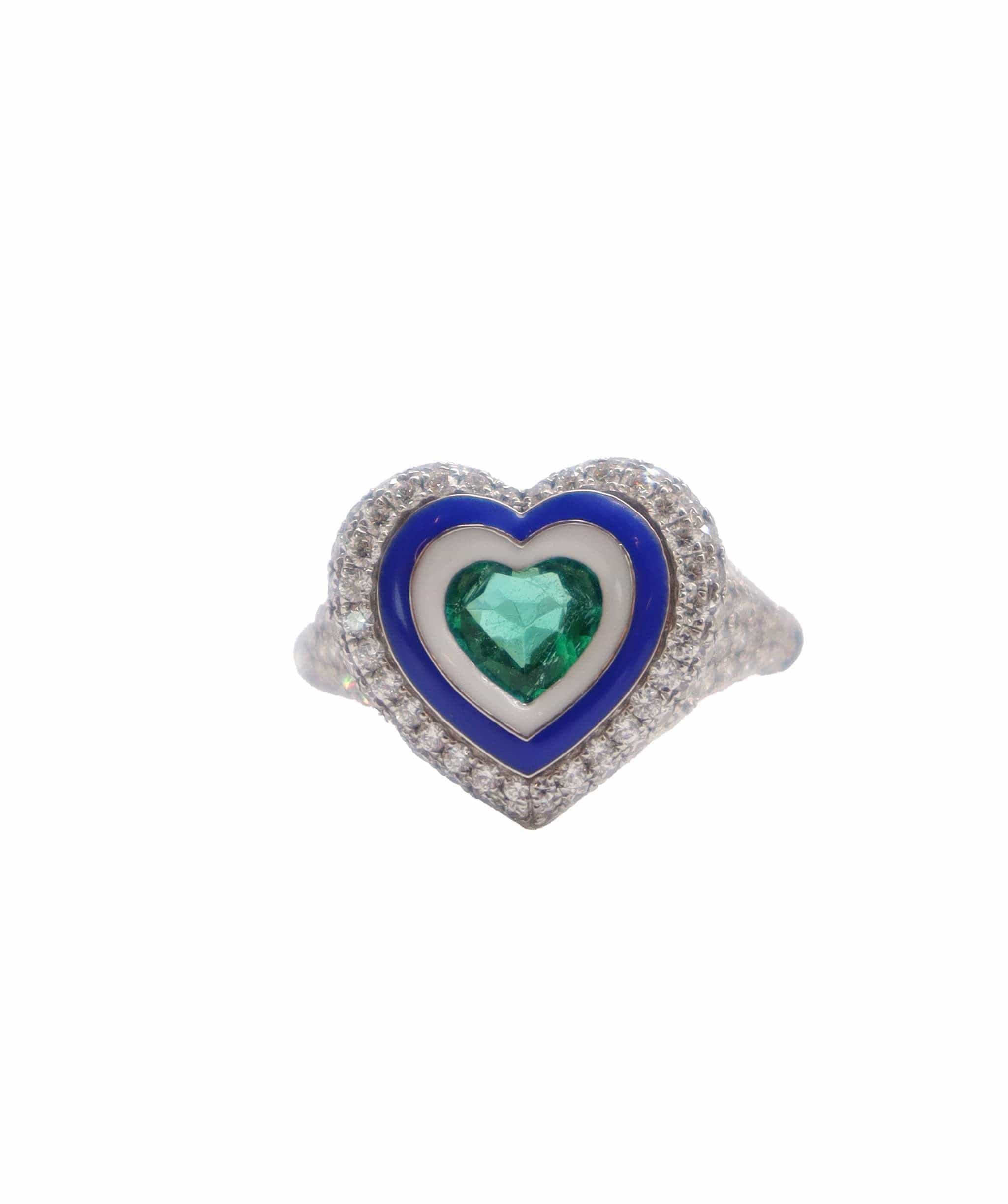 Luxury Promise Ring White & Cobalt Blue Enamel EU-47 Gold: 5.444 / Diamond: 1.240 / CS: 0.690  R-N93K ASC6605