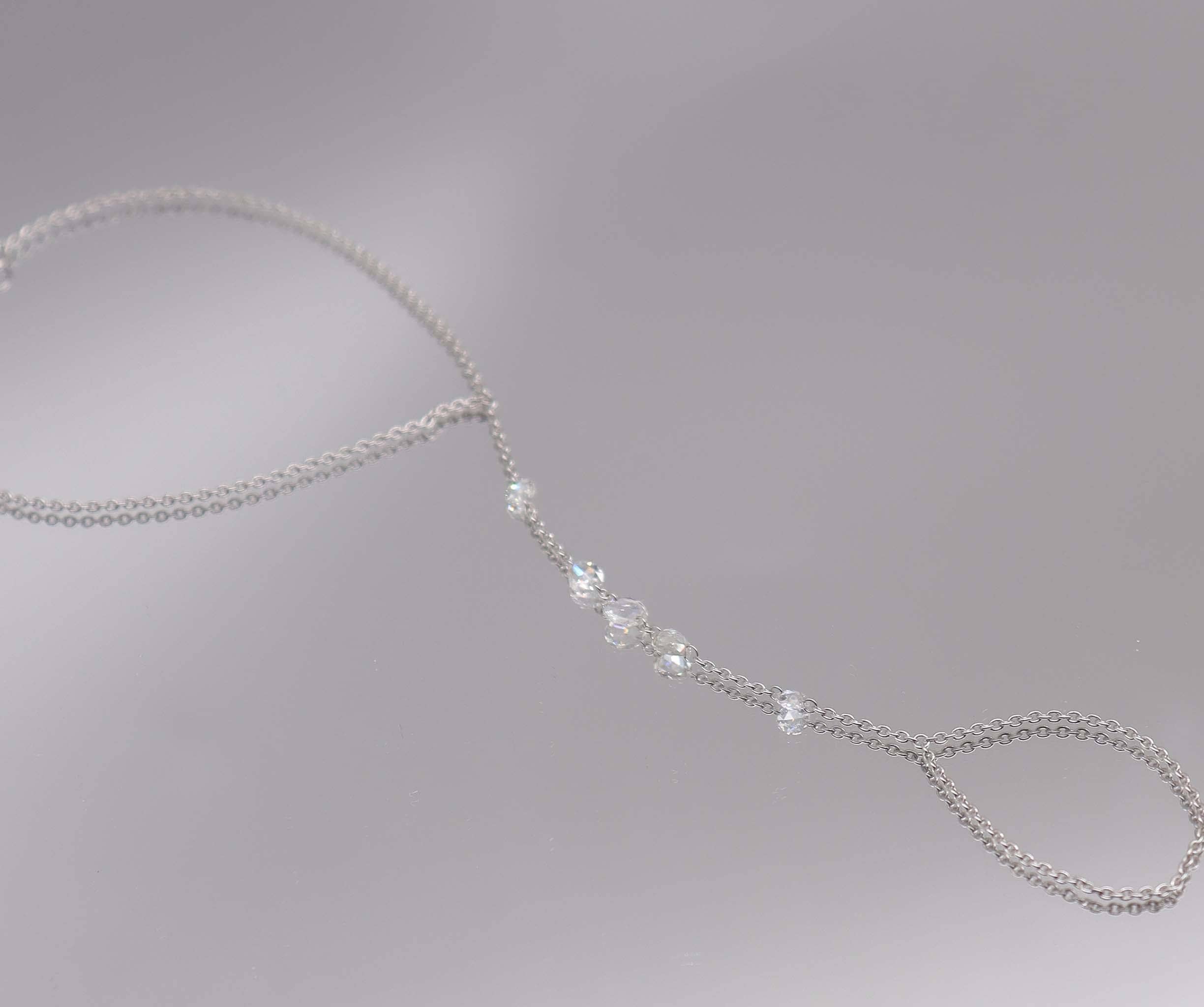Luxury Promise Rose Cut Diamond handchain White Gold B2861